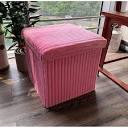 YQYS 15 Inches Flannel Square Ottoman Cube, Foot Stools Foot Rest Ottoman, Storage Ottoman Coffee Table for Living Room, Ottoman with Storage for Bedroom Kids Room Pink Ottoman 1 Pack