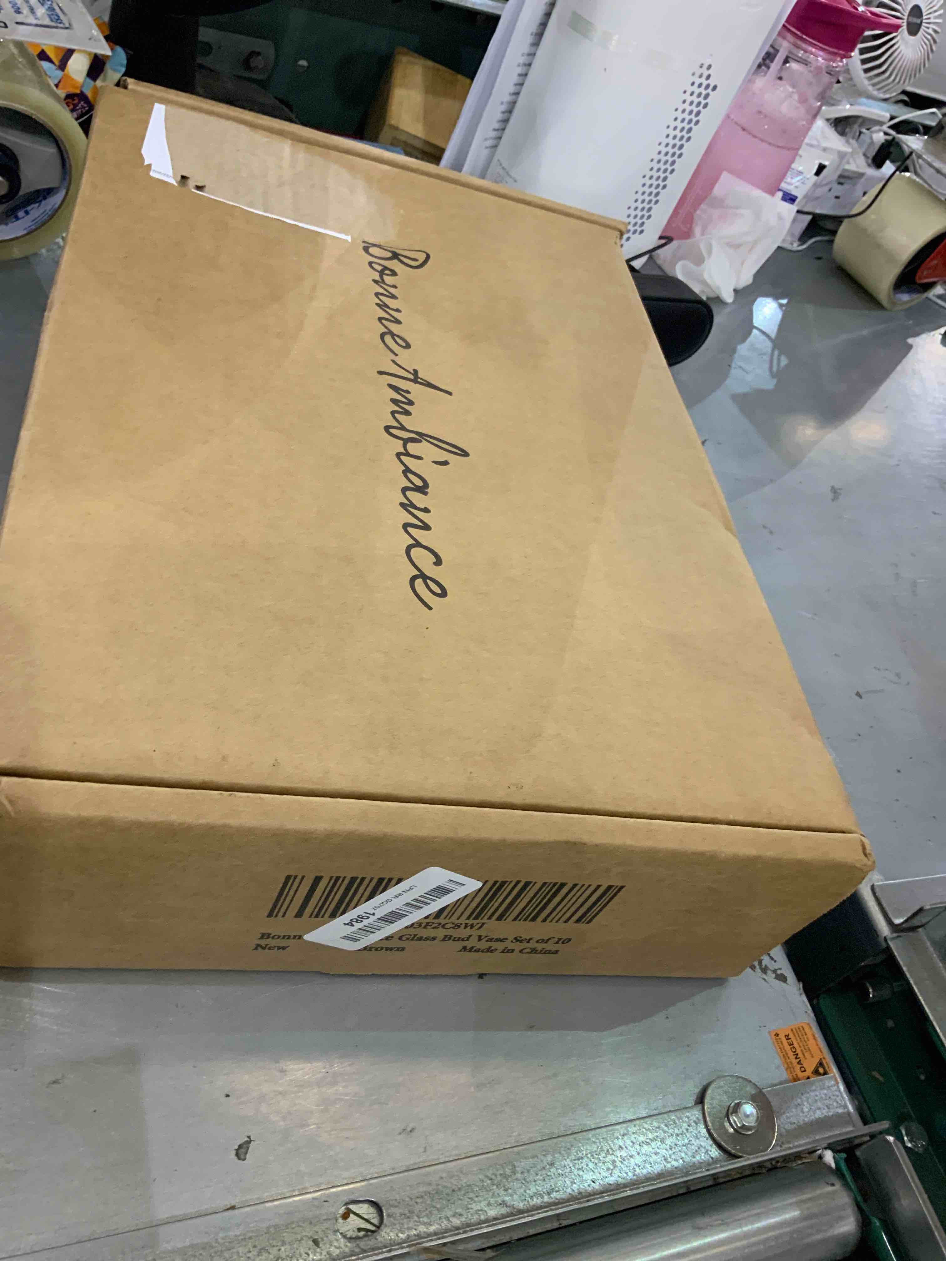 Amber Glass Bud Vase Set of 10 - Small Vases for Flowers, Bud Vases in Bulk, Cute Glass Vases for Centerpieces, Mini Vintage Vase for Wedding Decorations, Table Flower Decor(Brown)