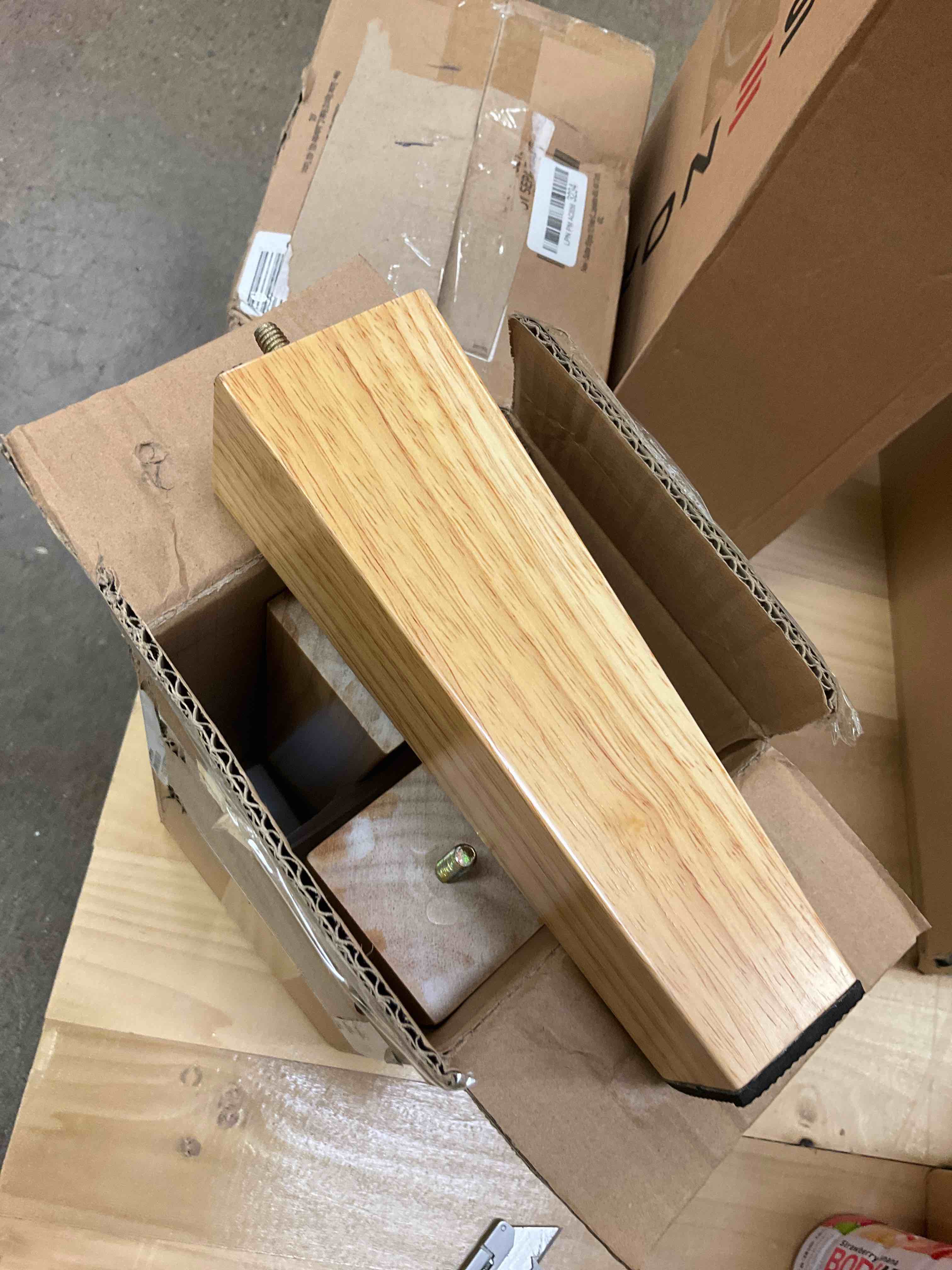 Wood Furniture Legs Set of 4, Couch Legs 8 Inch Mounting Plates, Mid Century Legs for Furniture, Square Wooden Leg Replacement Parts for Sofa Couch Dresser Sideboard Recliner Chair Coffee Table