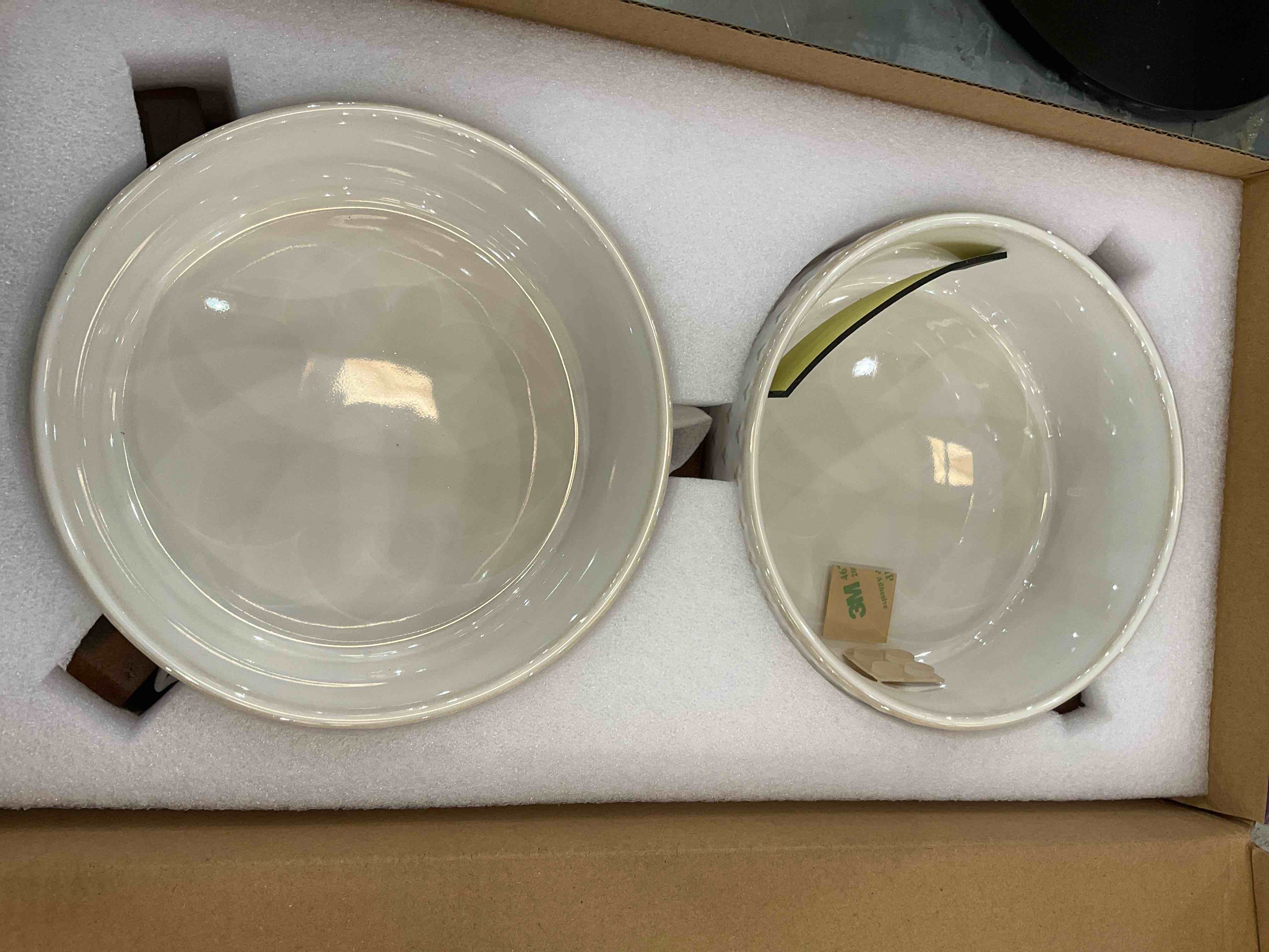 LE TAUCI Dog Bowls Ceramic, Dog Bowl Set with Acacia Wood Stand, 3 Cups Dog Food and Water Bowl for Small Medium Sized, Weighted Dog Dishes, Pet Bowls