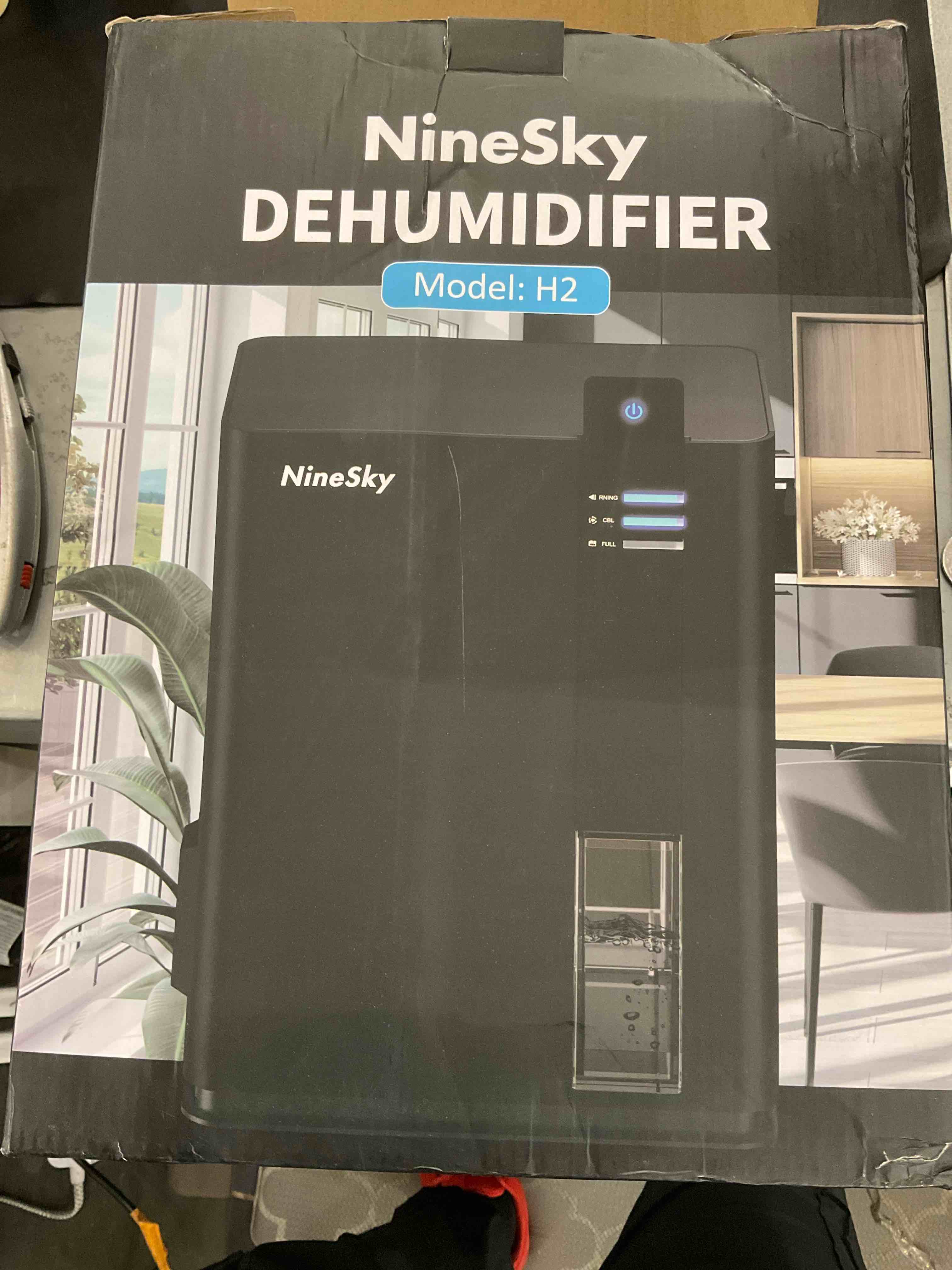 NineSky Dehumidifier for Home, 98 OZ Water Tank, (800 sq.ft) Dehumidifiers for Bathroom, Bedroom with Auto Shut Off, 5 Colors LED Light(H2 Black)