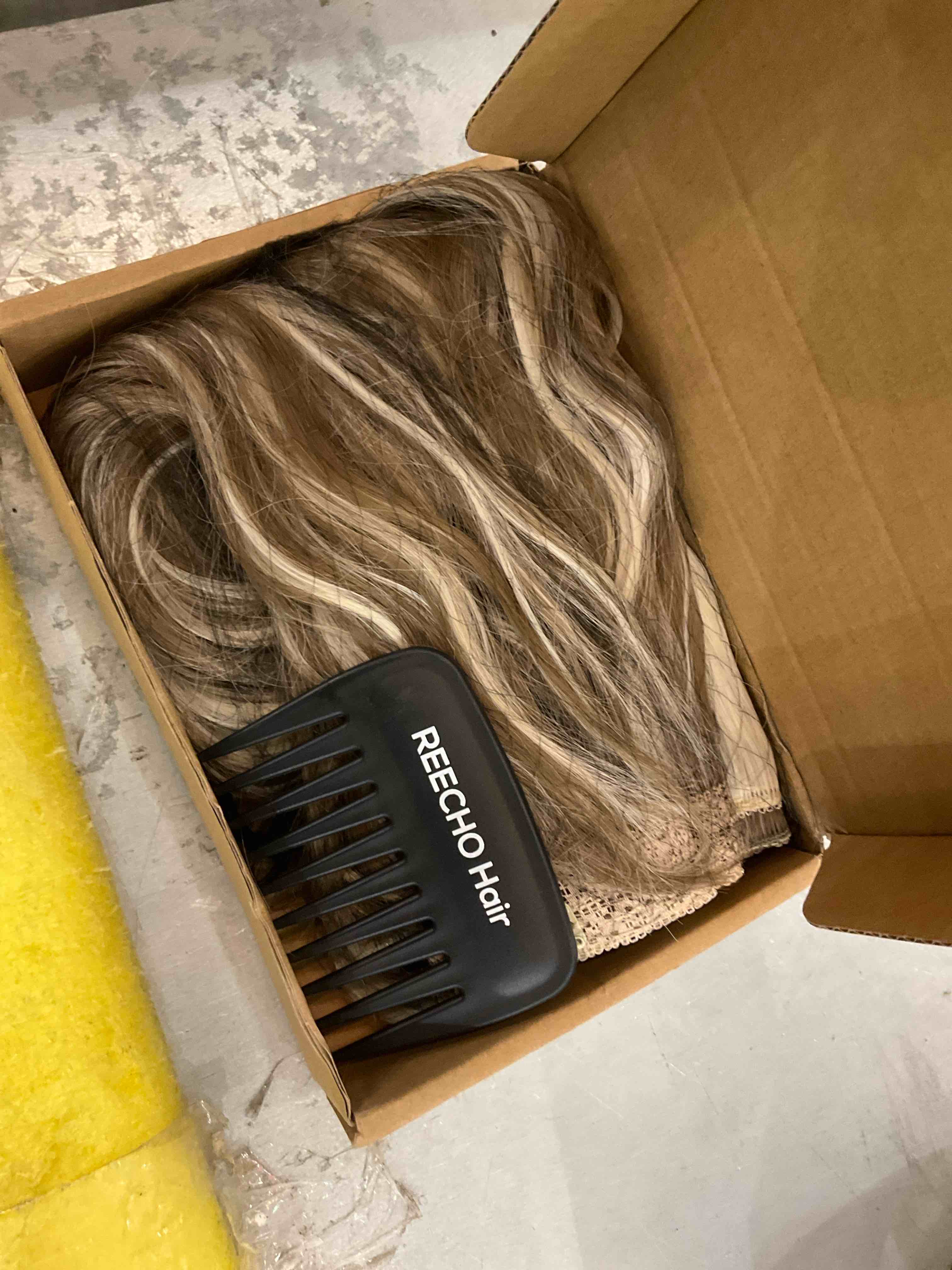 Hair Extensions, REECHO Brown Clip in Hair Extensions 24" Thick Long Loose Waves hair extensions Invisible Lace Weft Natural Soft Hairpieces for Women – Ash Brown with Platium Highlights