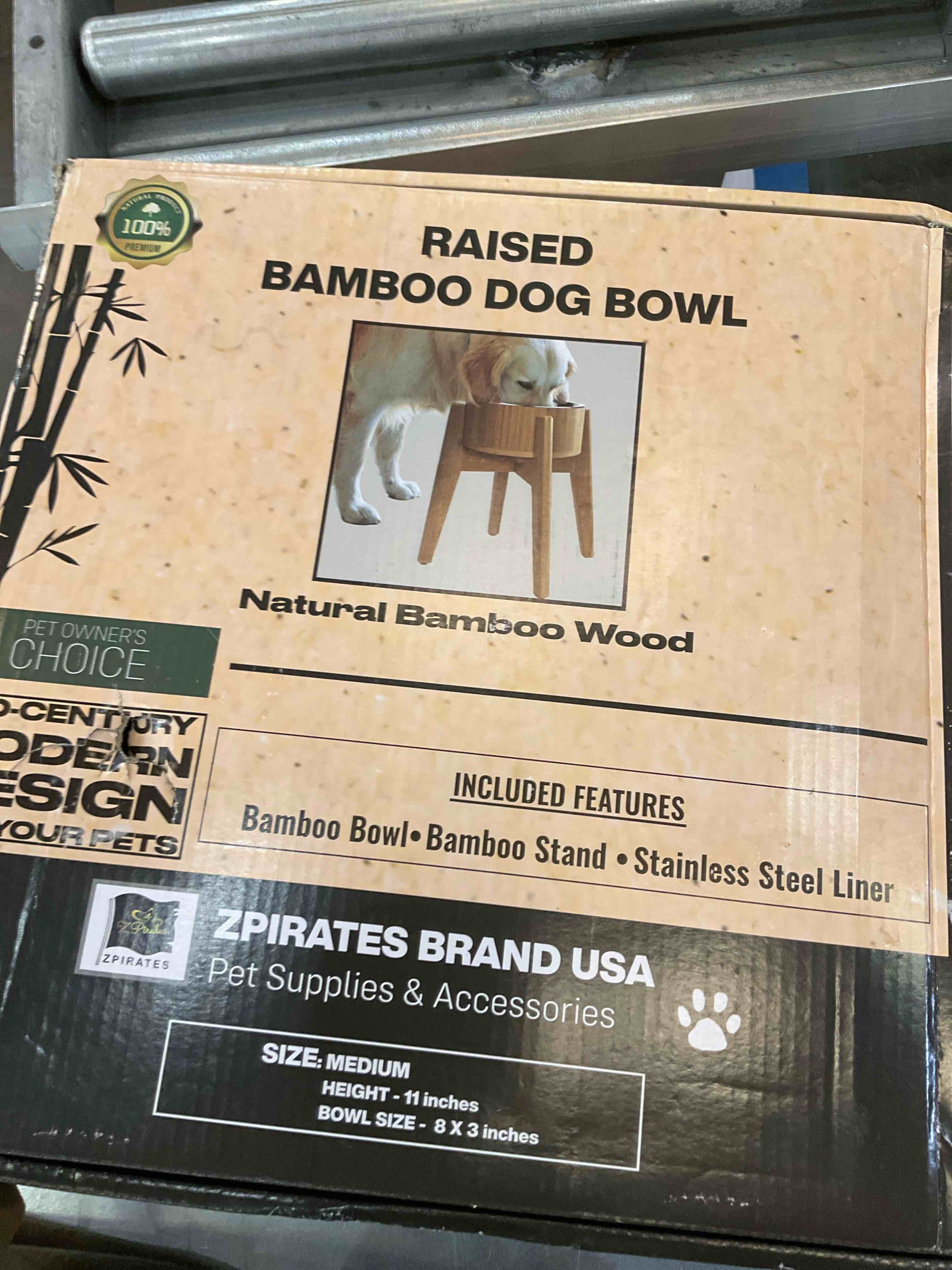 raised bamboo dog bowl
