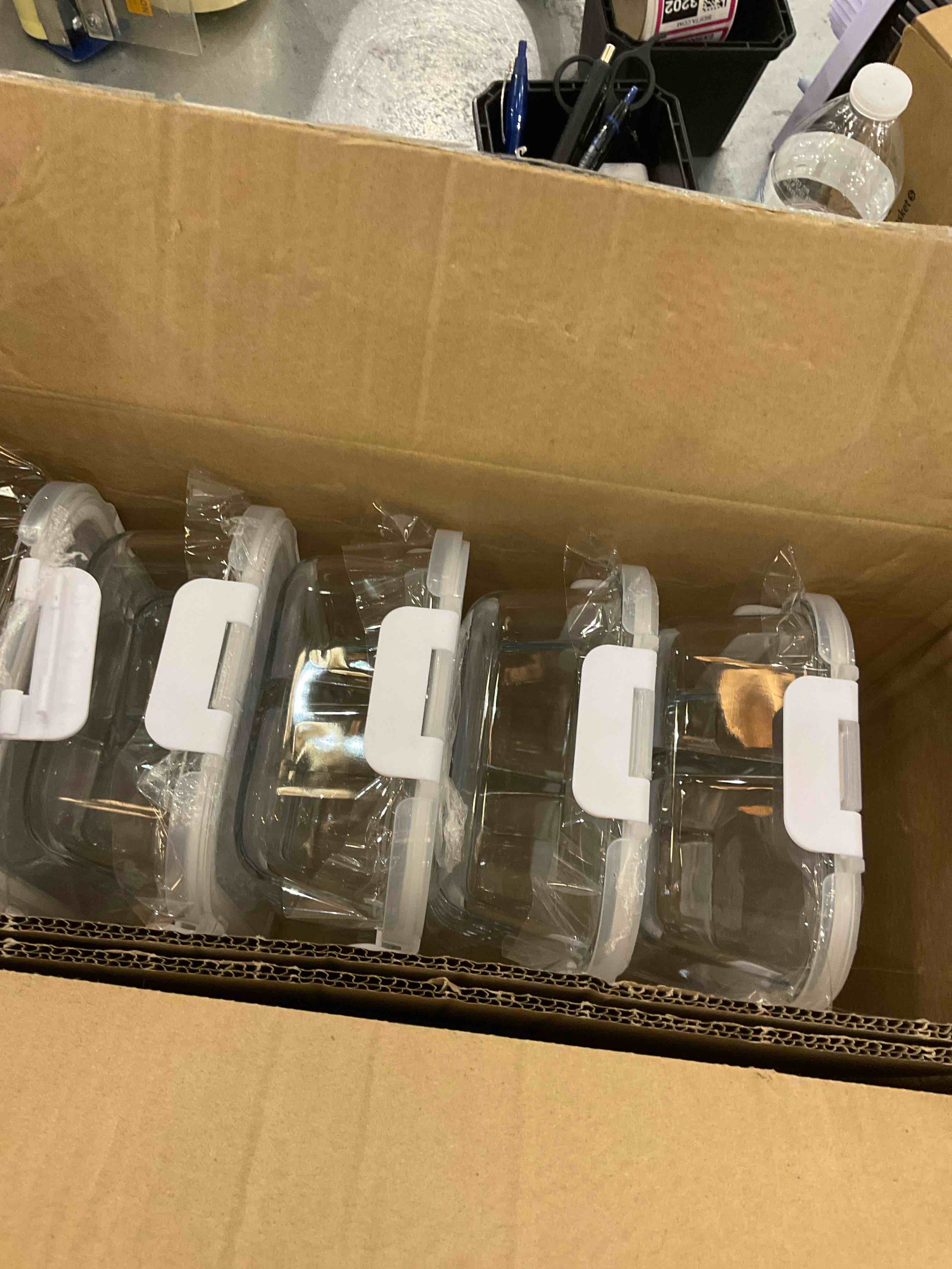 M MCIRCO [5-Pack,36 oz] Glass Meal Prep Containers 3 Compartment with Lids, Glass Lunch Containers,Food Prep Lunch Box,Bento Box,BPA-Free, Microwave, Oven, Freezer, Dishwasher (4.5 Cups, White)