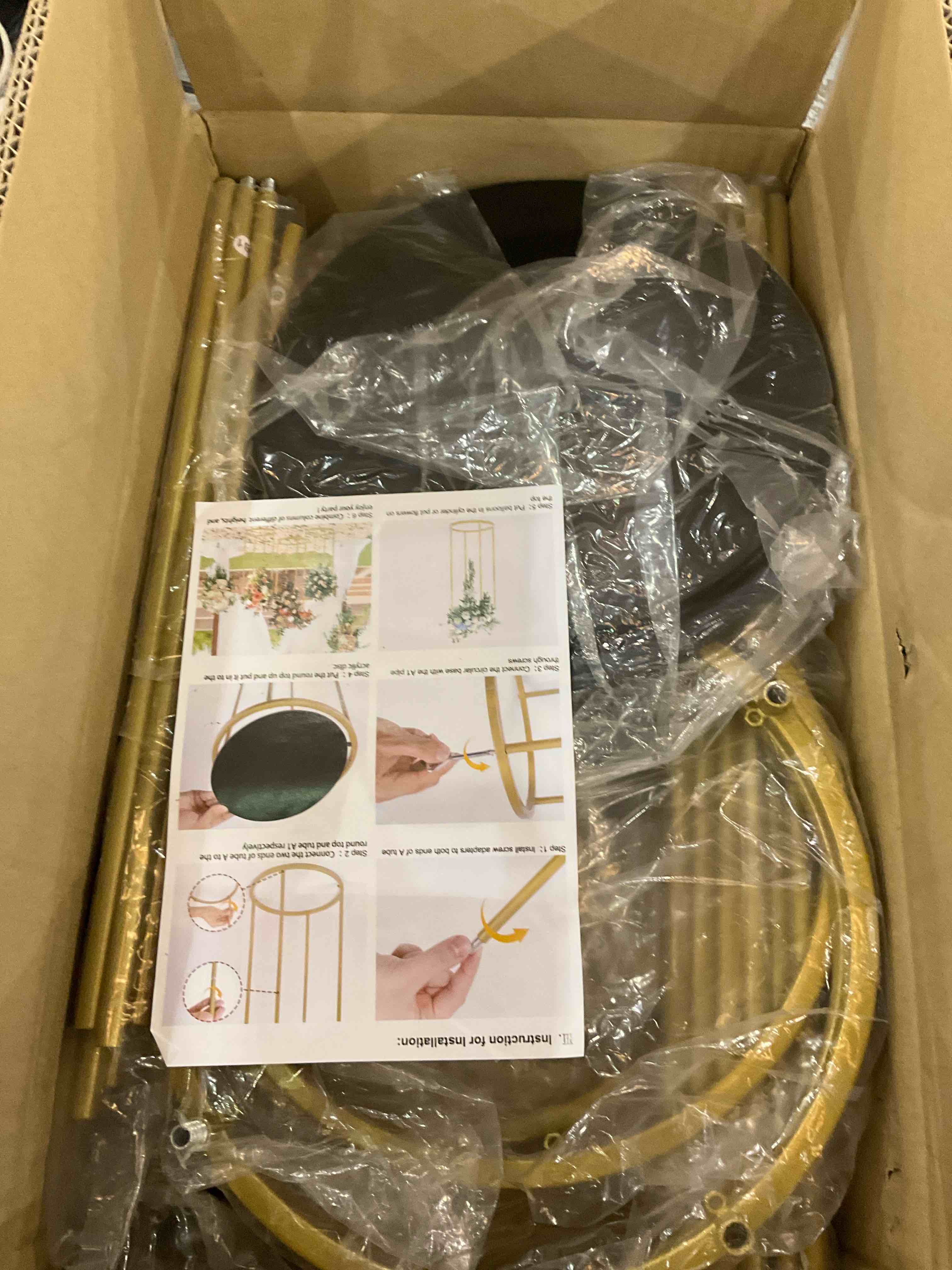 chamvis Gold Metal Plant Stand, 3 Pcs Tall Cylinder Pedestal Stands for Parties and Weddings, Gold Round Cylinder Tables for Living Room and Patio Decor