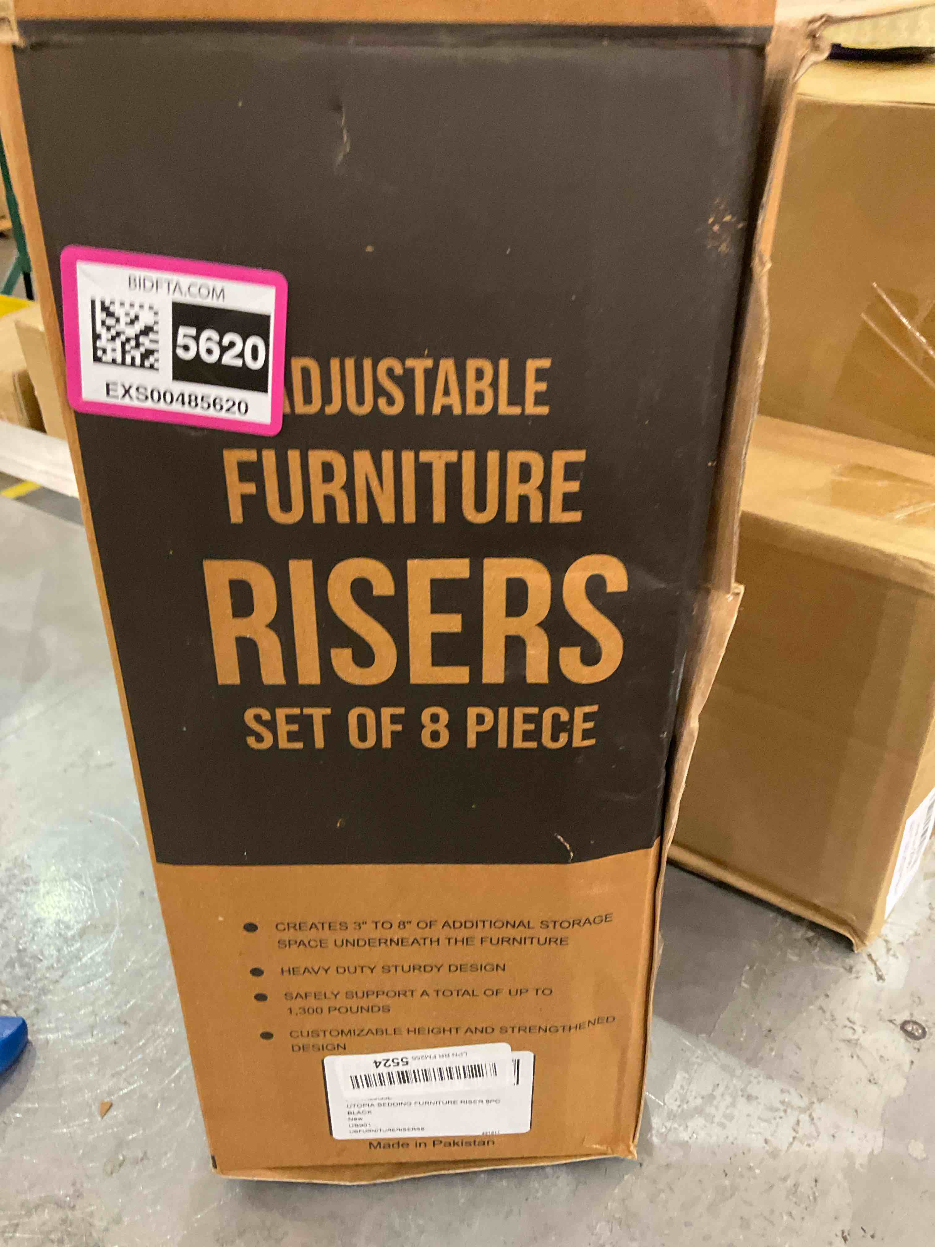 Utopia Bedding Adjustable Bed Furniture Risers - Elevation in Heights 3, 5 or 8 Inch Heavy Duty Risers for Sofa and Table - Supports up to 1,300 lbs - (8 Piece Set, Black)