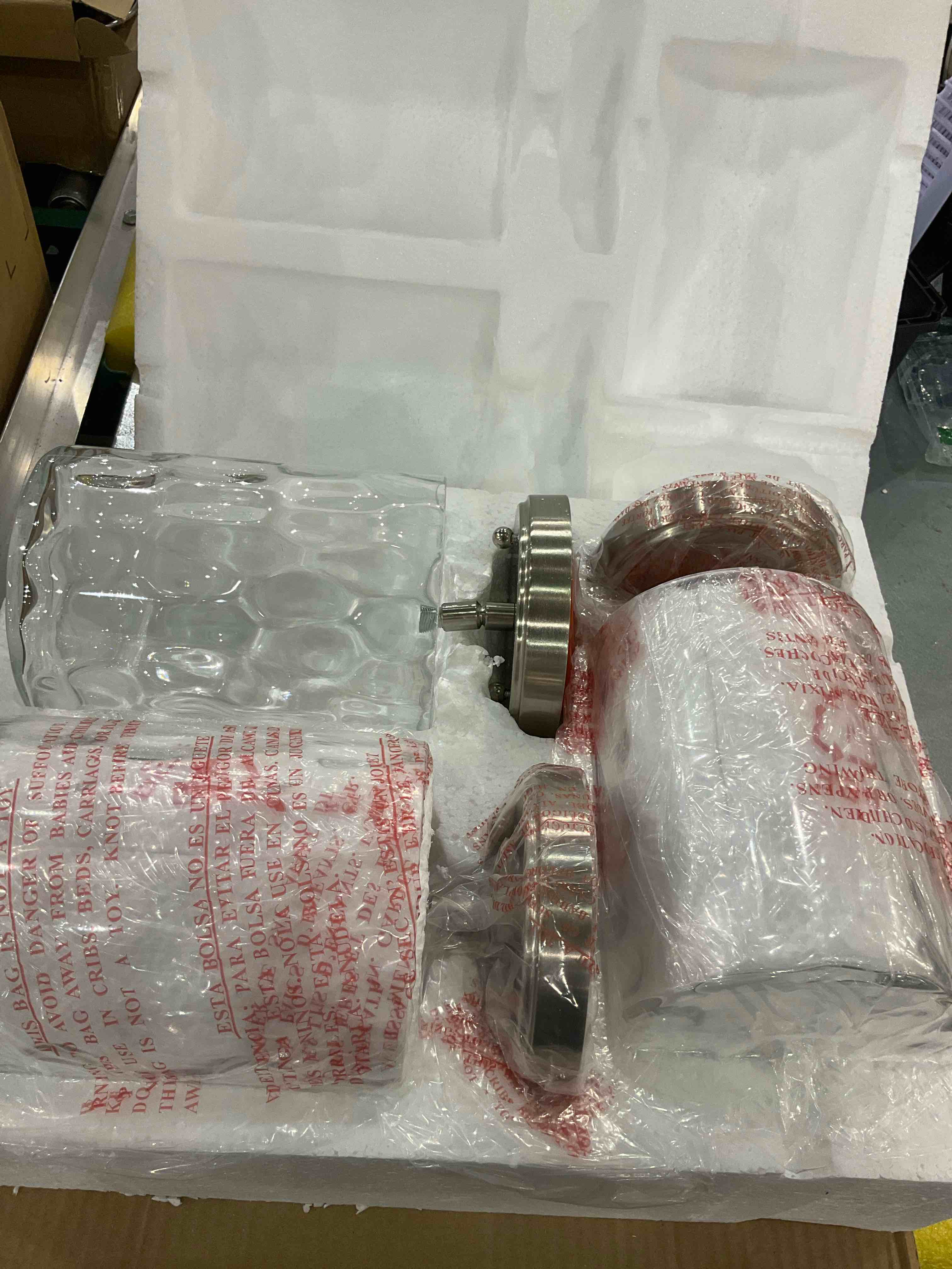 Dolaimi House 3 Pack 1 Light Modern Globe Pendant Light Brushed Nickel Finish Clear Hammer Glass Chandelier Shade, Adjustable Height Hanging Pendant Lighting Fixture for Kitchen Island, Dining Room