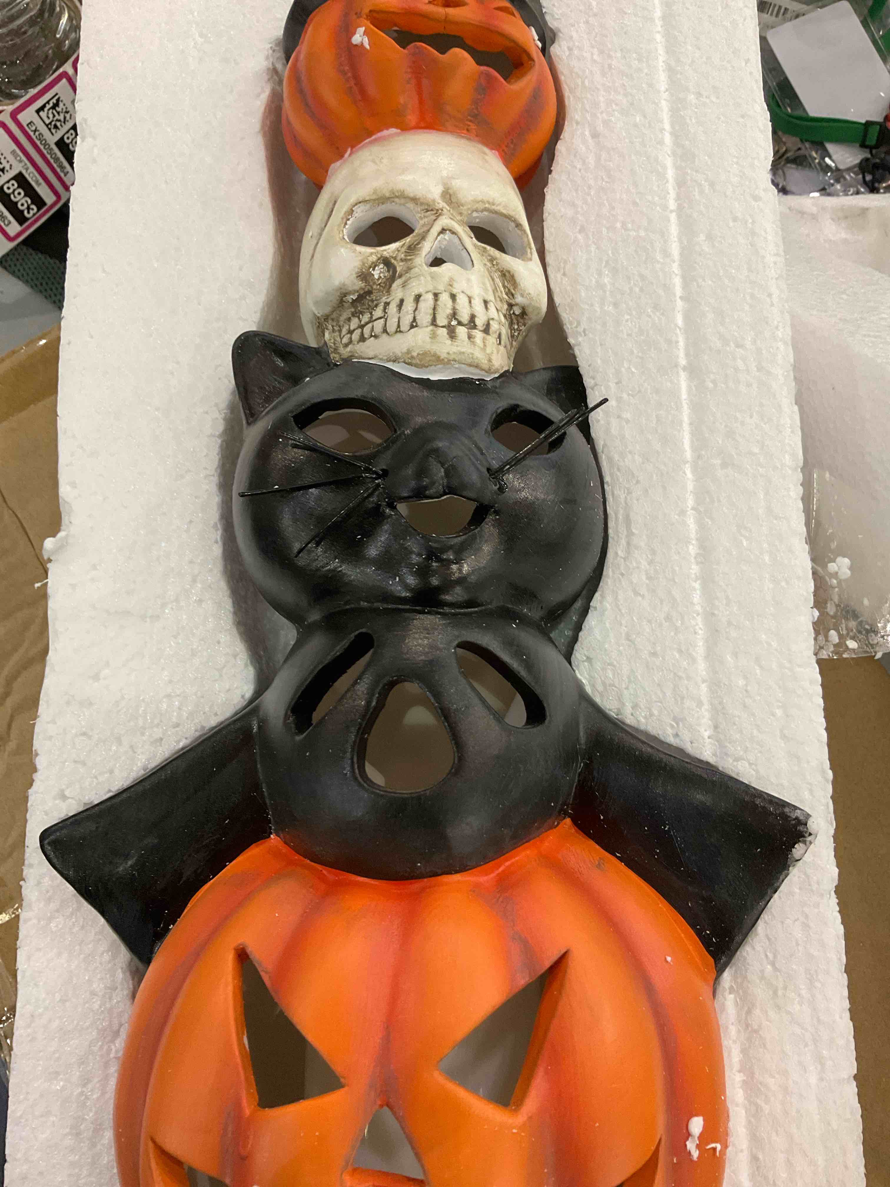 Vintage Empire Halloween Totem Pumpkins Ghost Cat Skull 32 inch Lighted Blowmold