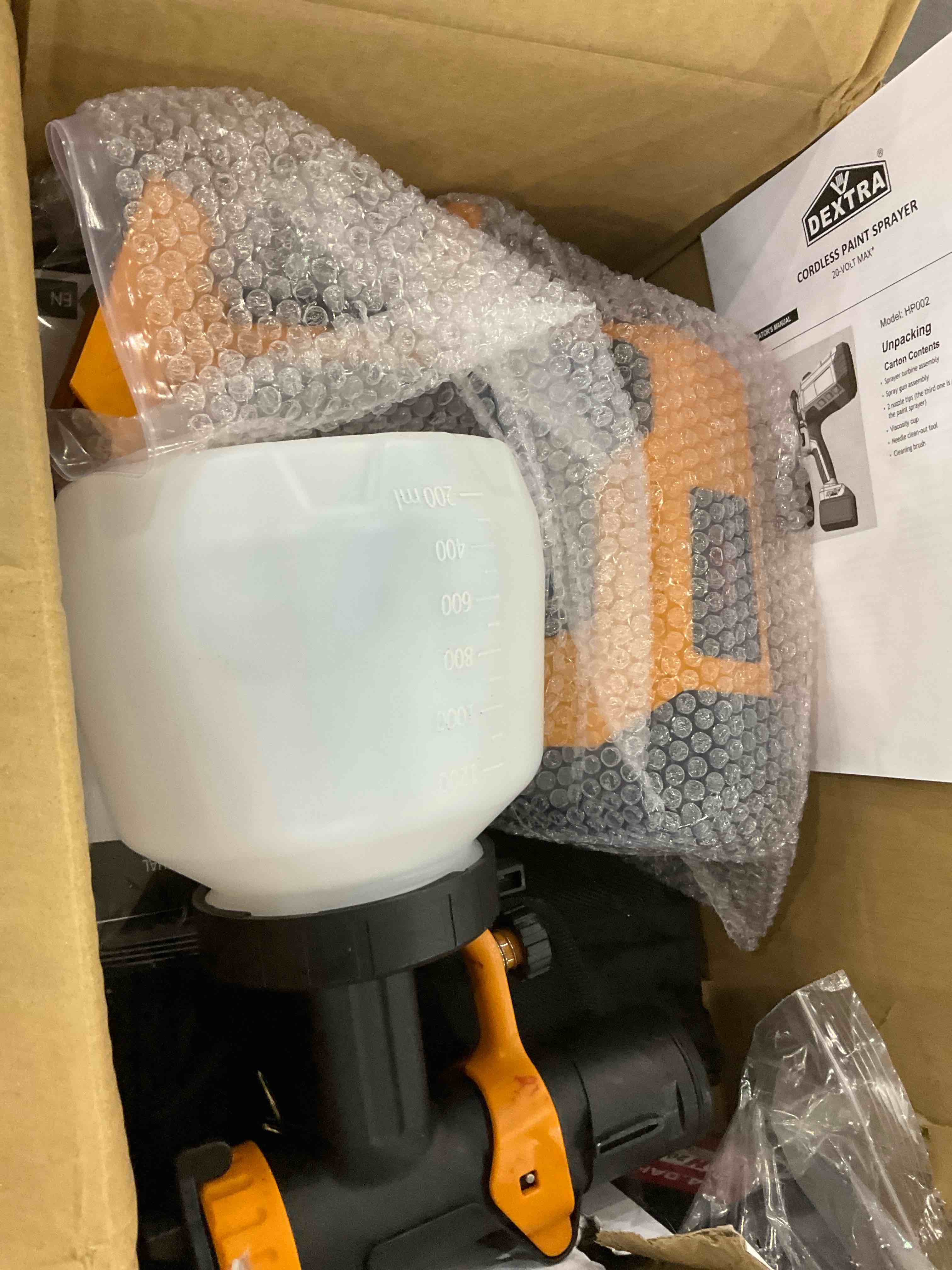 Dextra Cordless Paint Sprayers for Home Interior and Exterior, 20V Brushless Paint Sprayer with 4.0Ah Battery and Fast Charger, 1200ML Container,3 Nozzles,3 Patterns, Battery Paint Sprayer - Orange