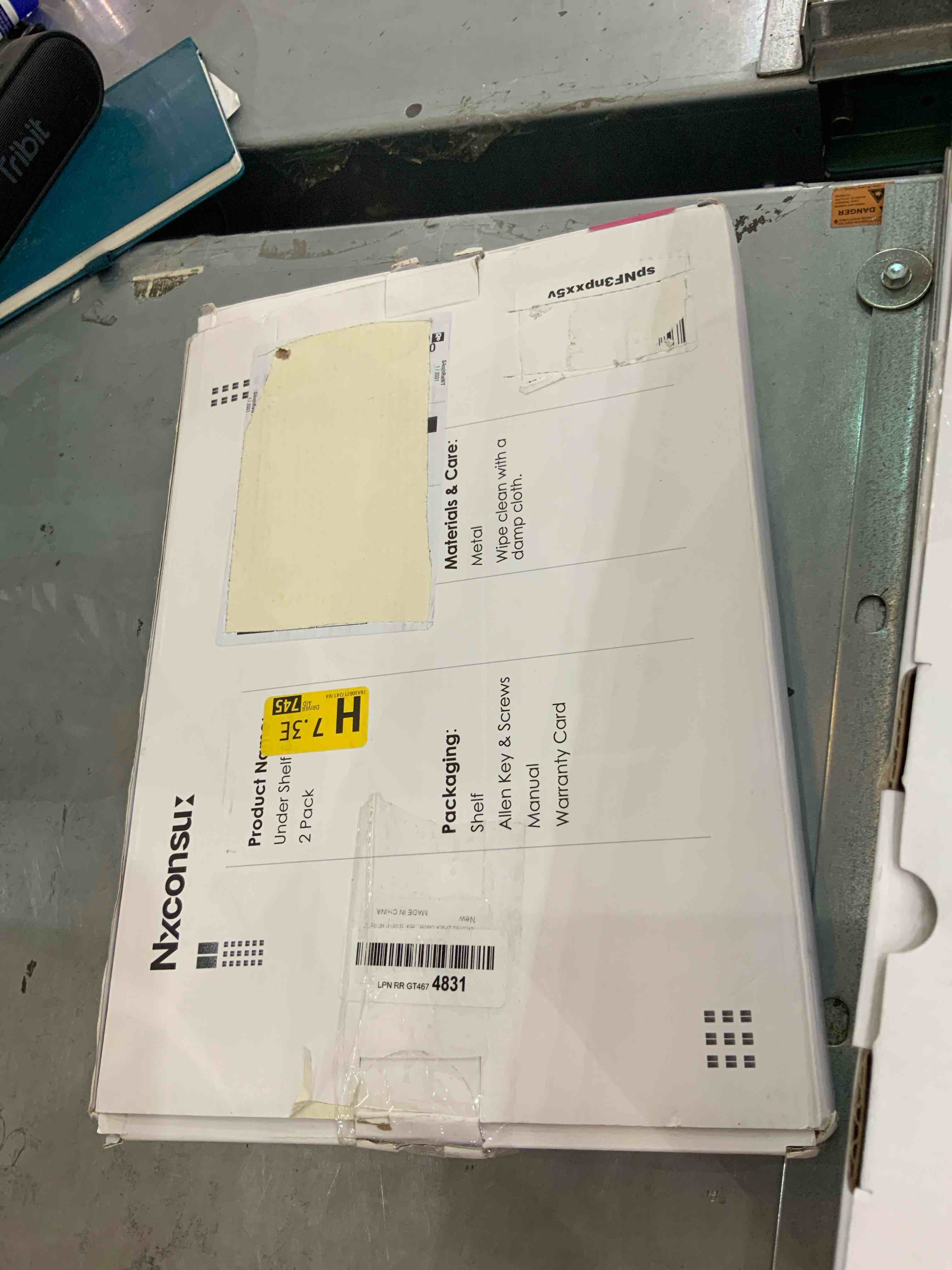 Nxconsu 2Pack Under Shelf Storage Cabinet Hanging Basket Organizer Under Pantry Storage Shelf Rack Holder for Kitchen Cupboard Desk Table Bookshelf Can Bottle Heavy Duty All Metal Slide-in White