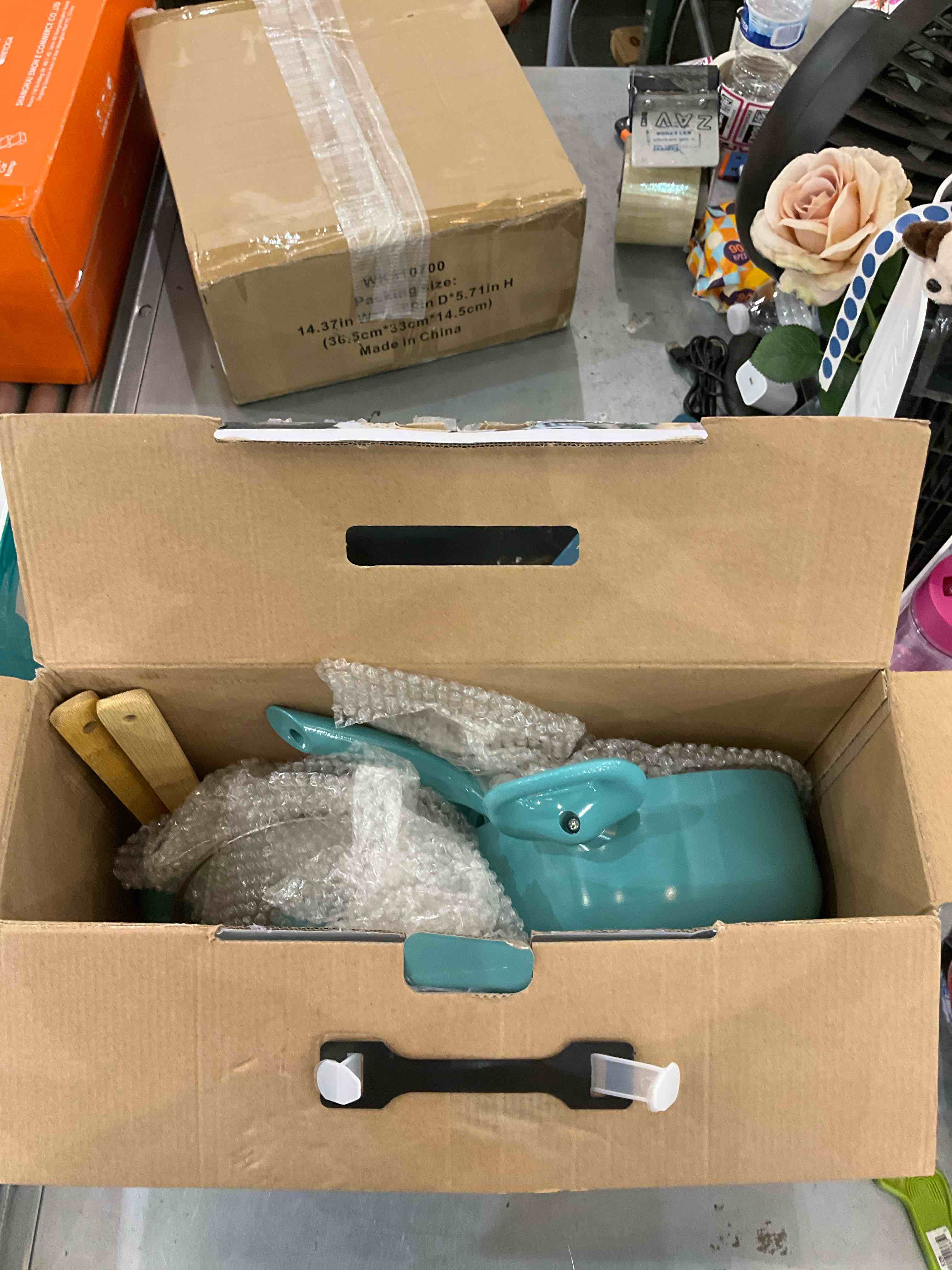 Pots and Pans Set Ultra Nonstick, Pre-assembled 7 Piece Ceramic Cookware Sets, Non Toxic Pots and Pans, Stay Cool Handle & Bamboo Kitchen Utensils, Gas/Induction Compatible, 100% PFOA Free, Turquoise