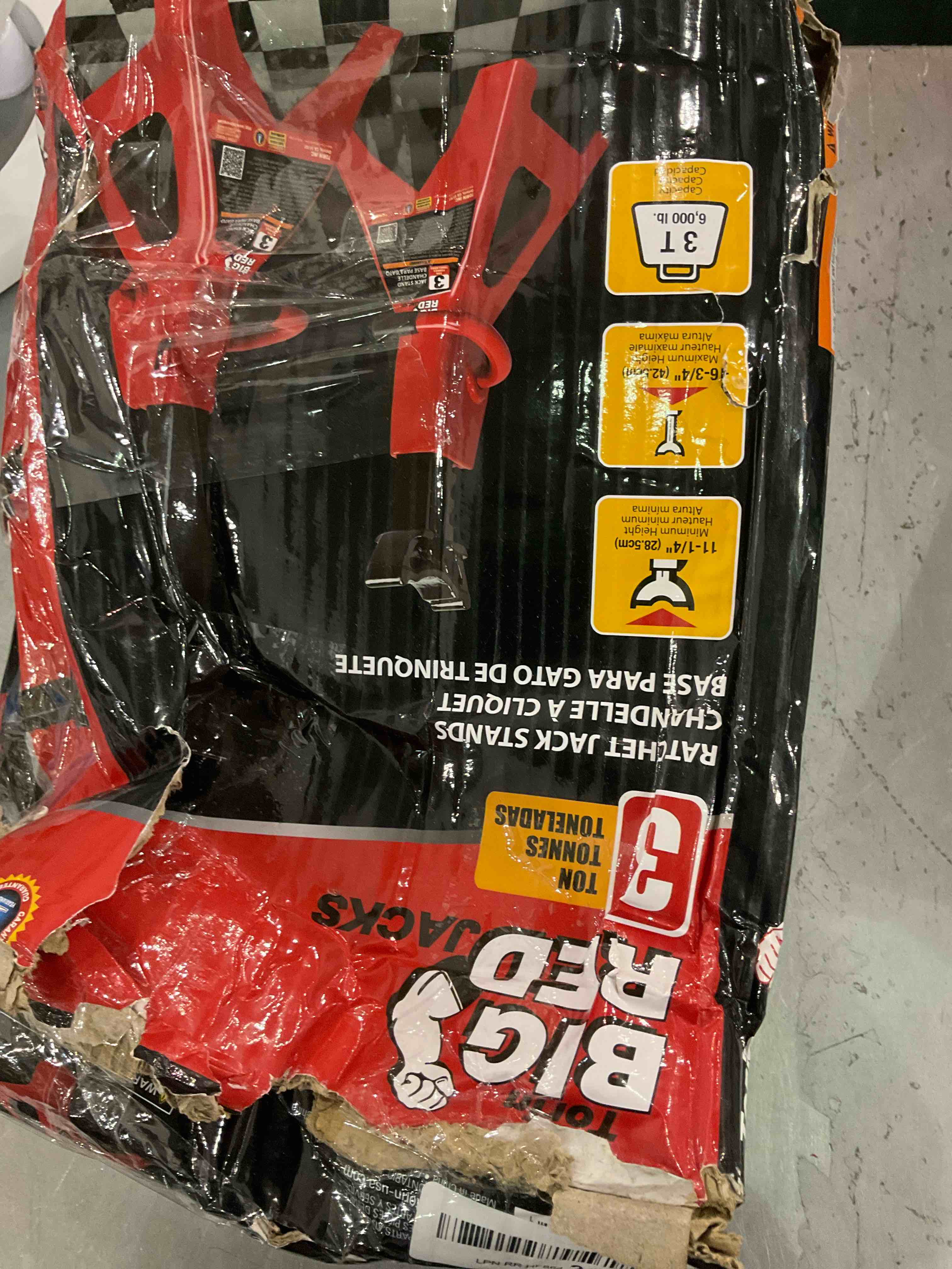 BIG RED T43202 Torin Steel Jack Stands: 3 Ton (6,000 lb) Capacity, Red, 1 Pair