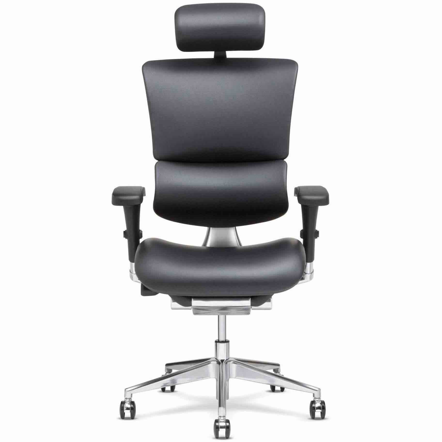 X-Chair X4 High End Executive Chair, Black Leather with Headrest - Ergonomic Office Seat/Dynamic Variable Lumbar Support/Floating Recline/Stunning Aesthetic/Adjustable/Perfect for Office or Boardroom