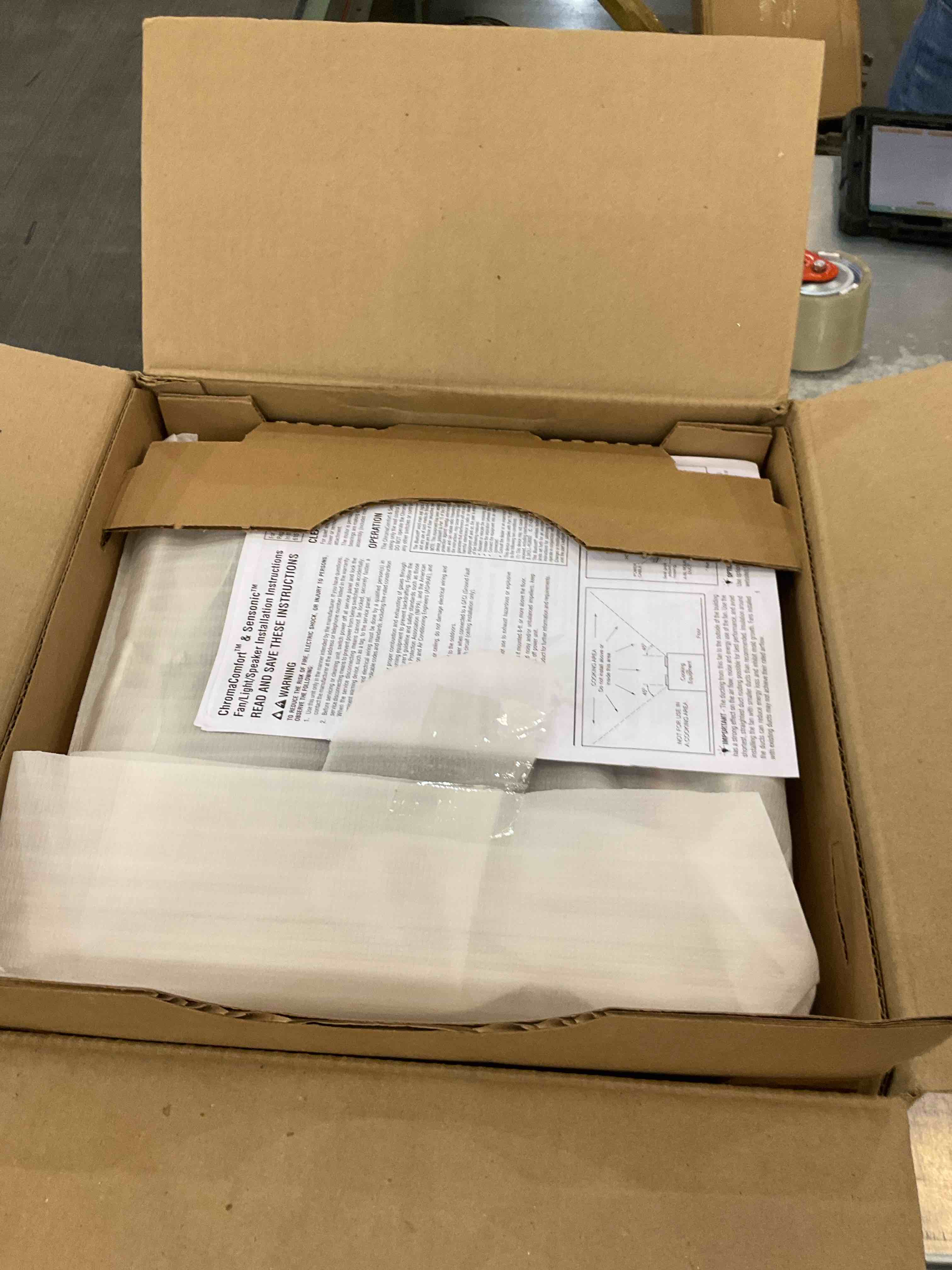 Broan-NuTone SPK110RGBL ChromaComfort Bathroom Exhaust Fan with Sensonic Bluetooth Speaker and LED Light, White