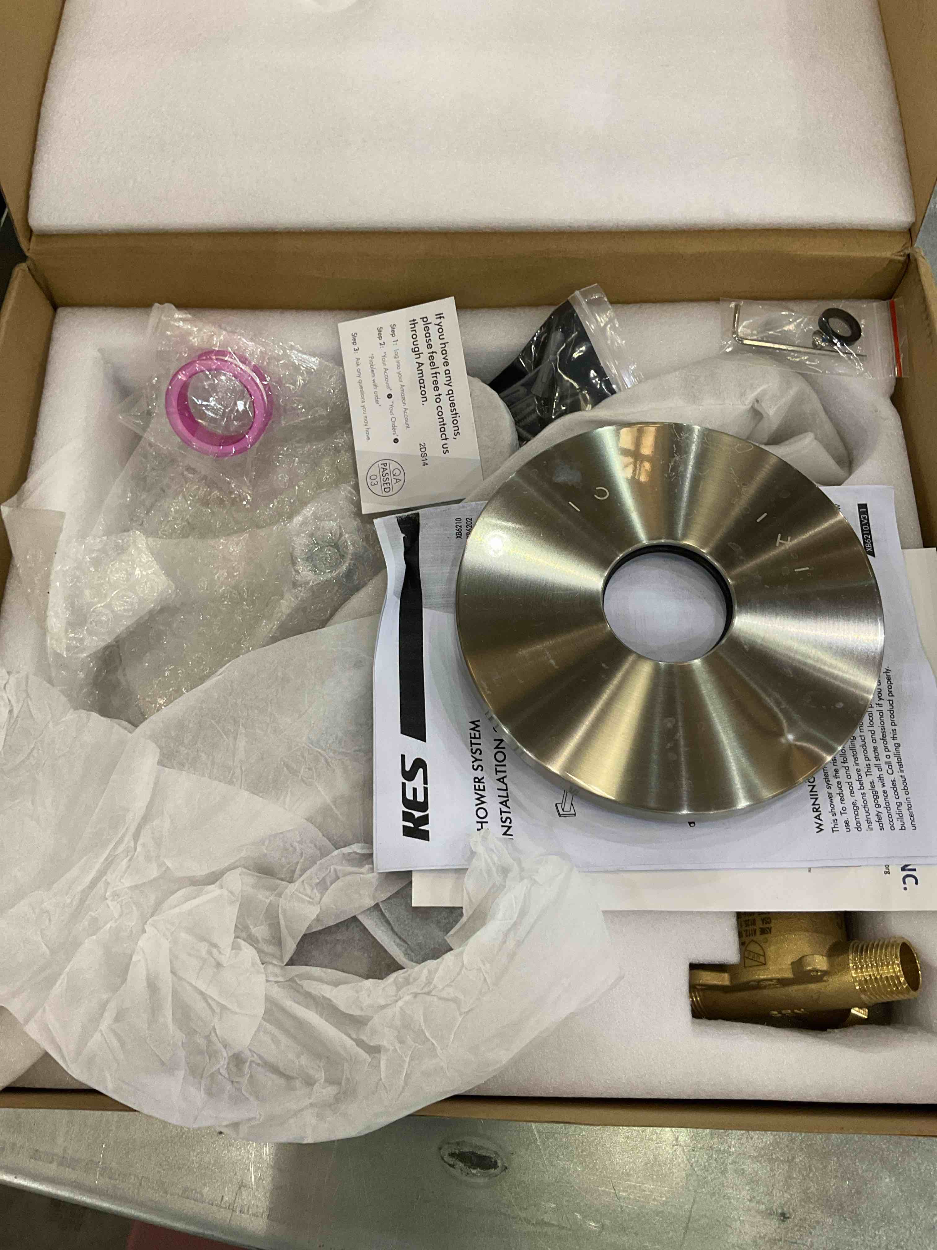 KES Shower Faucet Brushed Nickel, Pressure Balance Shower System, Shower Faucets Sets Complete, Rain Shower Head and Valve Trim Included, XB6202-BN