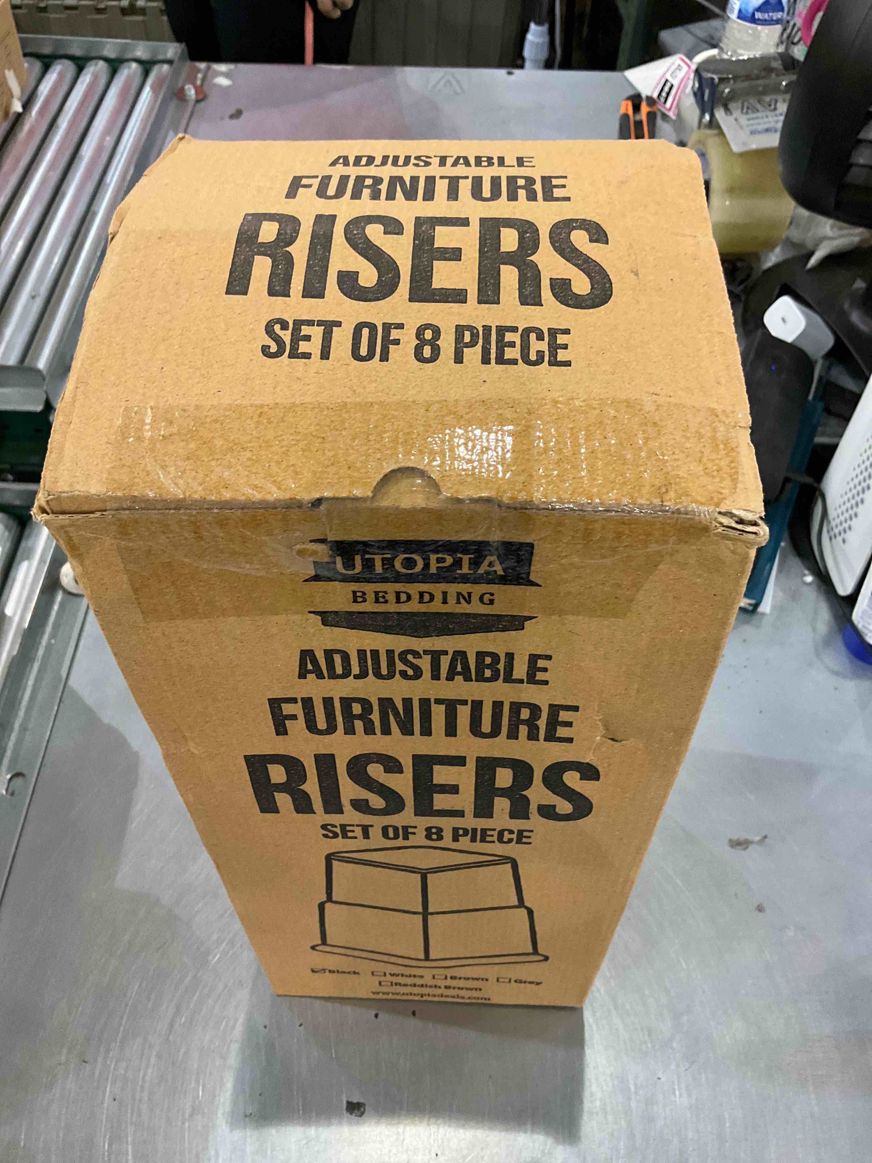 Utopia Bedding Adjustable Bed Furniture Risers - Elevation in Heights 3, 5 or 8 Inch Heavy Duty Risers for Sofa and Table - Supports up to 1,300 lbs - (8 Piece Set, Black)