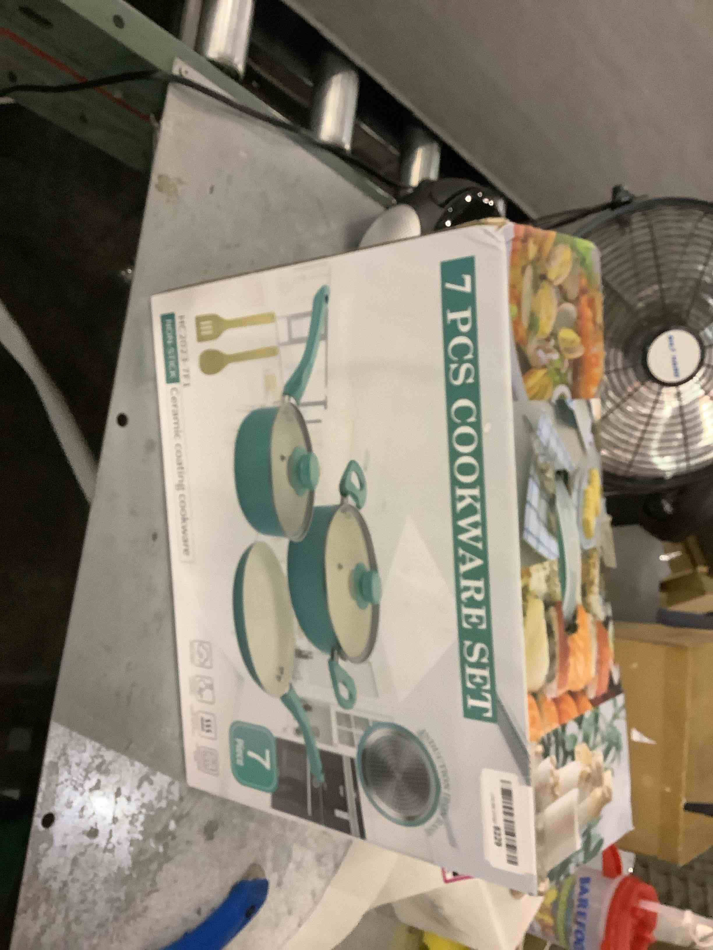 Pots and Pans Set Ultra Nonstick, Pre-assembled 7 Piece Ceramic Cookware Sets, Non Toxic Pots and Pans, Stay Cool Handle & Bamboo Kitchen Utensils, Gas/Induction Compatible, 100% PFOA Free, Turquoise