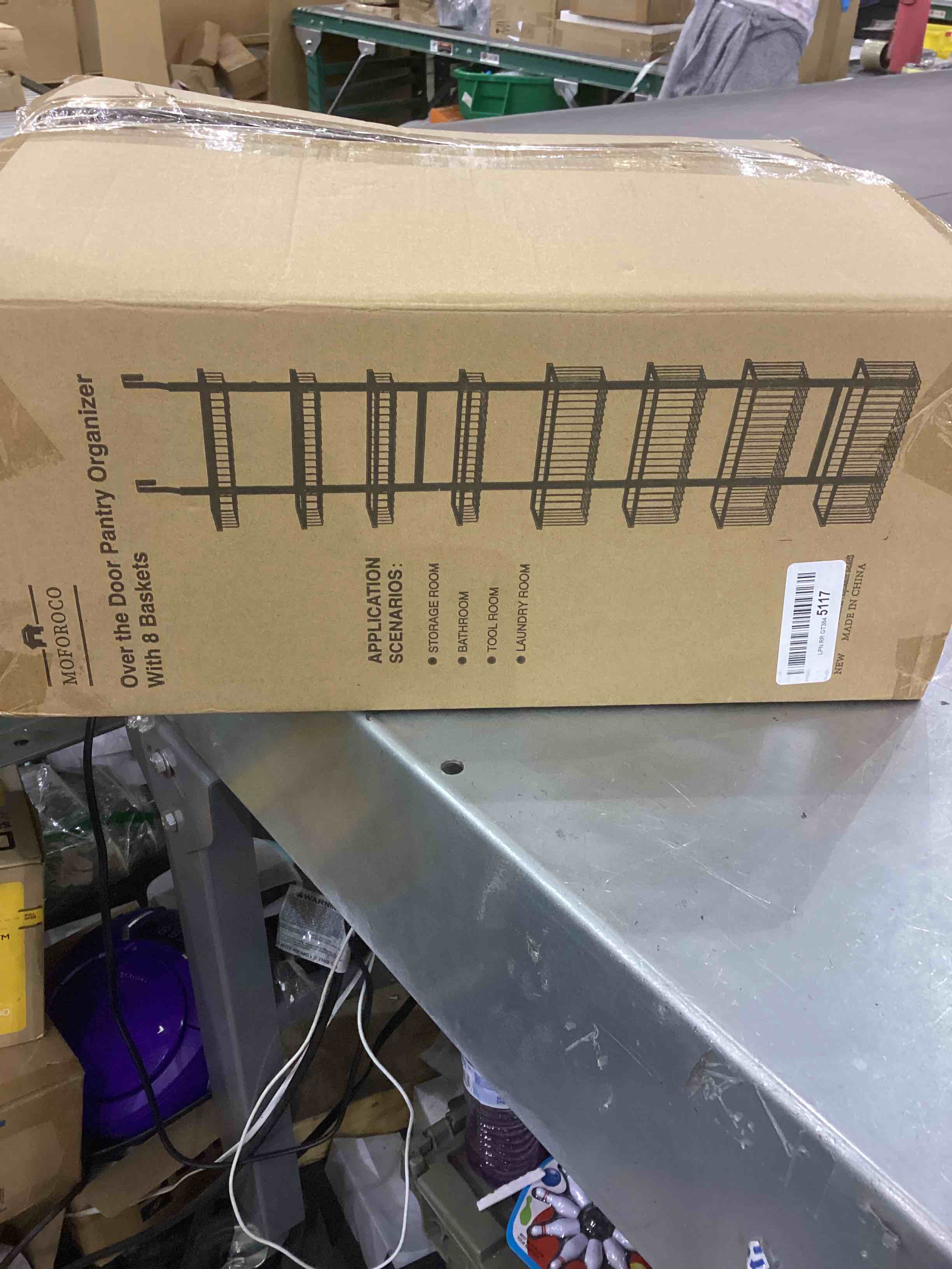 Moforoco Over the Door Pantry Organizer with 8-Tier Adjustable Baskets, Pantry Organization and Storage, Spice Rack Over the Door Organizer, Home Essentials, Laundry Room Organization (White)