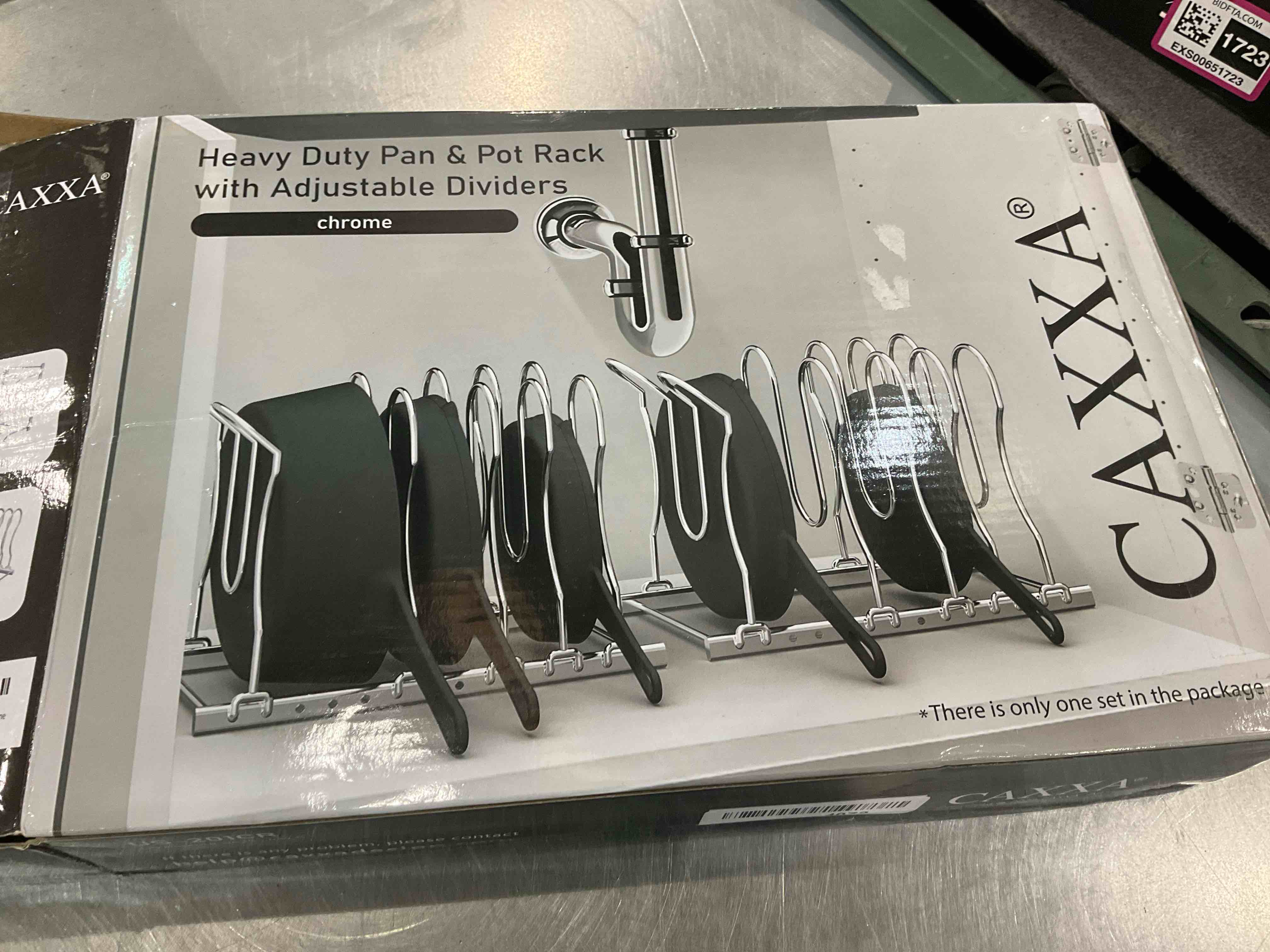 CAXXA Metal Heavy Duty Pan Rack, Pot Lid Rack, Kitchen Cabinet Pantry Cookware Organizer Rack Holder