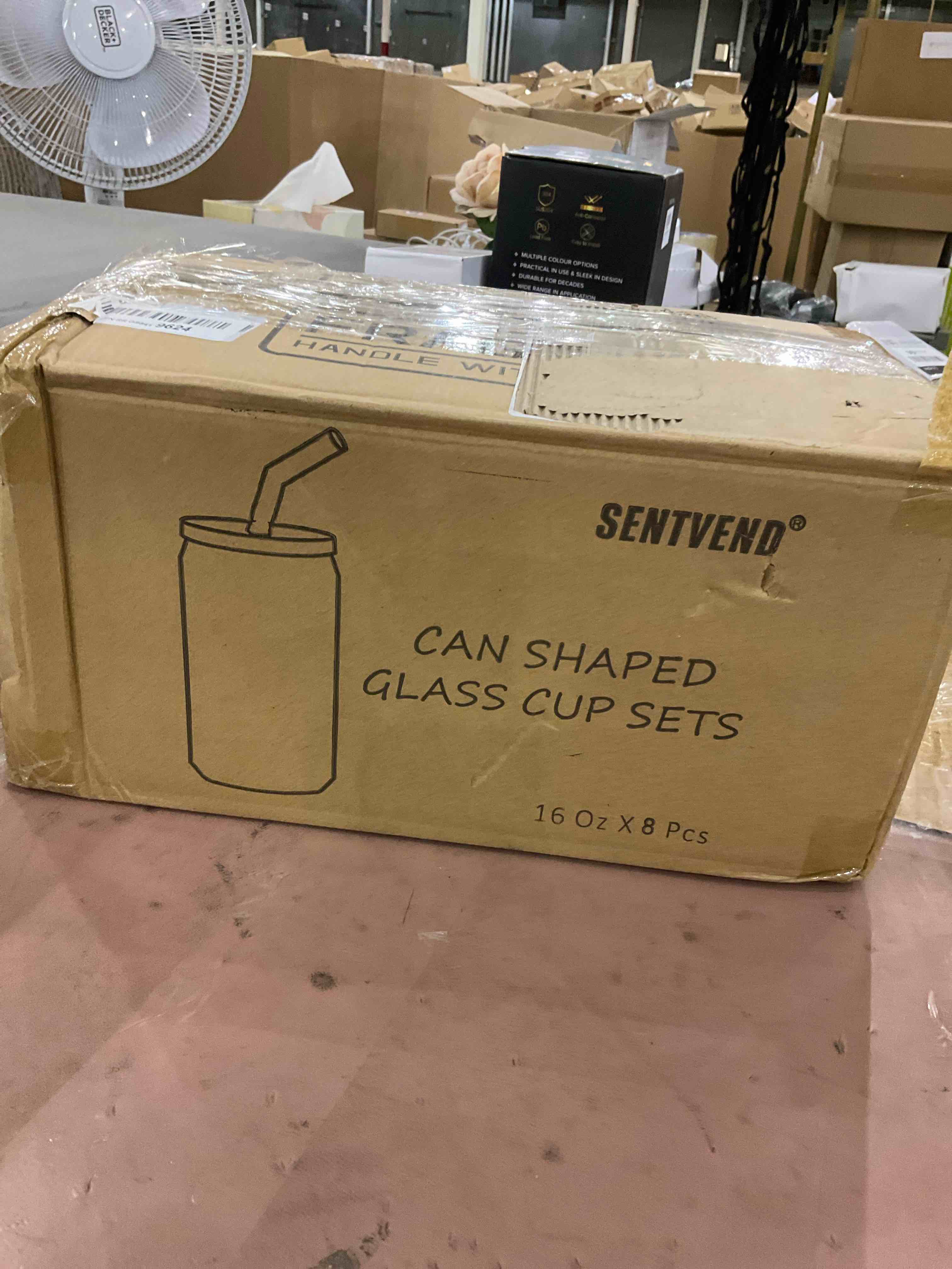  SENTVEND CAN SHAPED GLASS CUP SETS 16 Oz X 8 Pcs