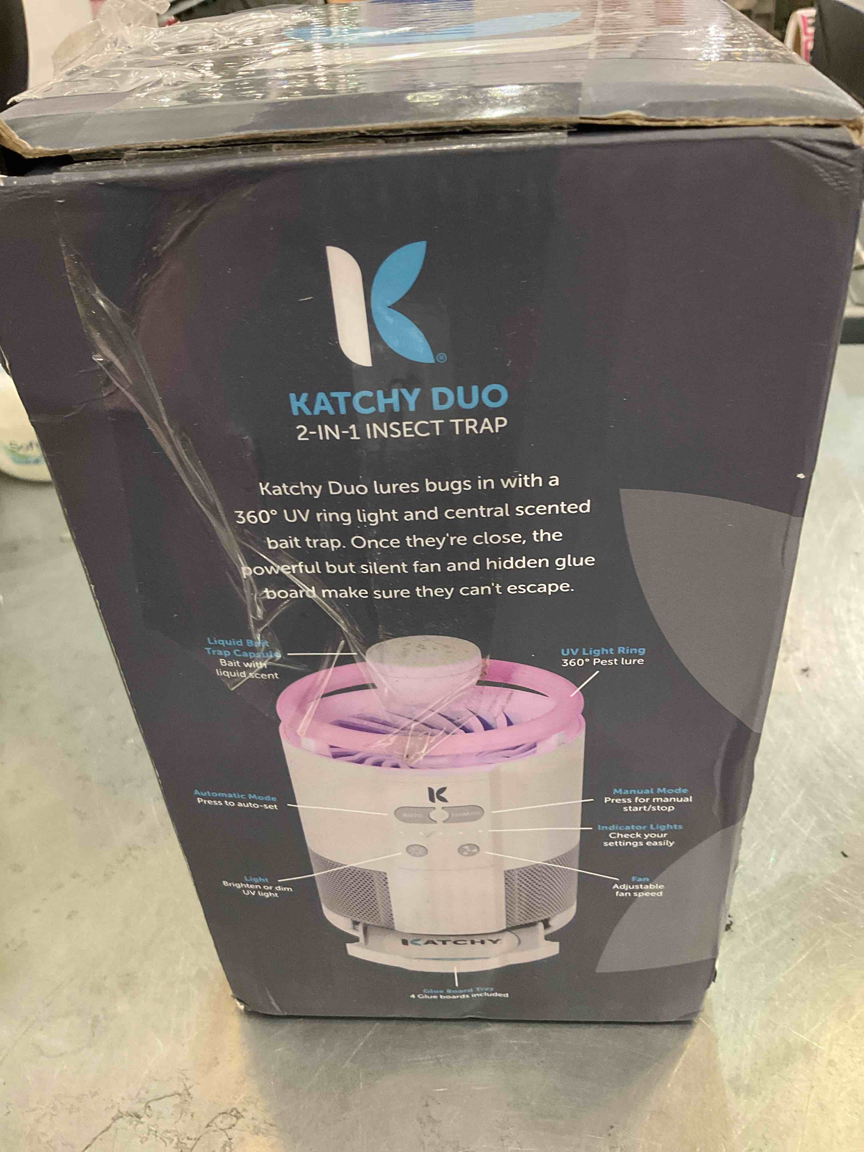 Katchy Duo 2 in 1 Indoor Fruit Fly Trap, Mosquito Killer, and Gnat & Bug Catcher with UV Light Fan and Sticky Traps for Bugs