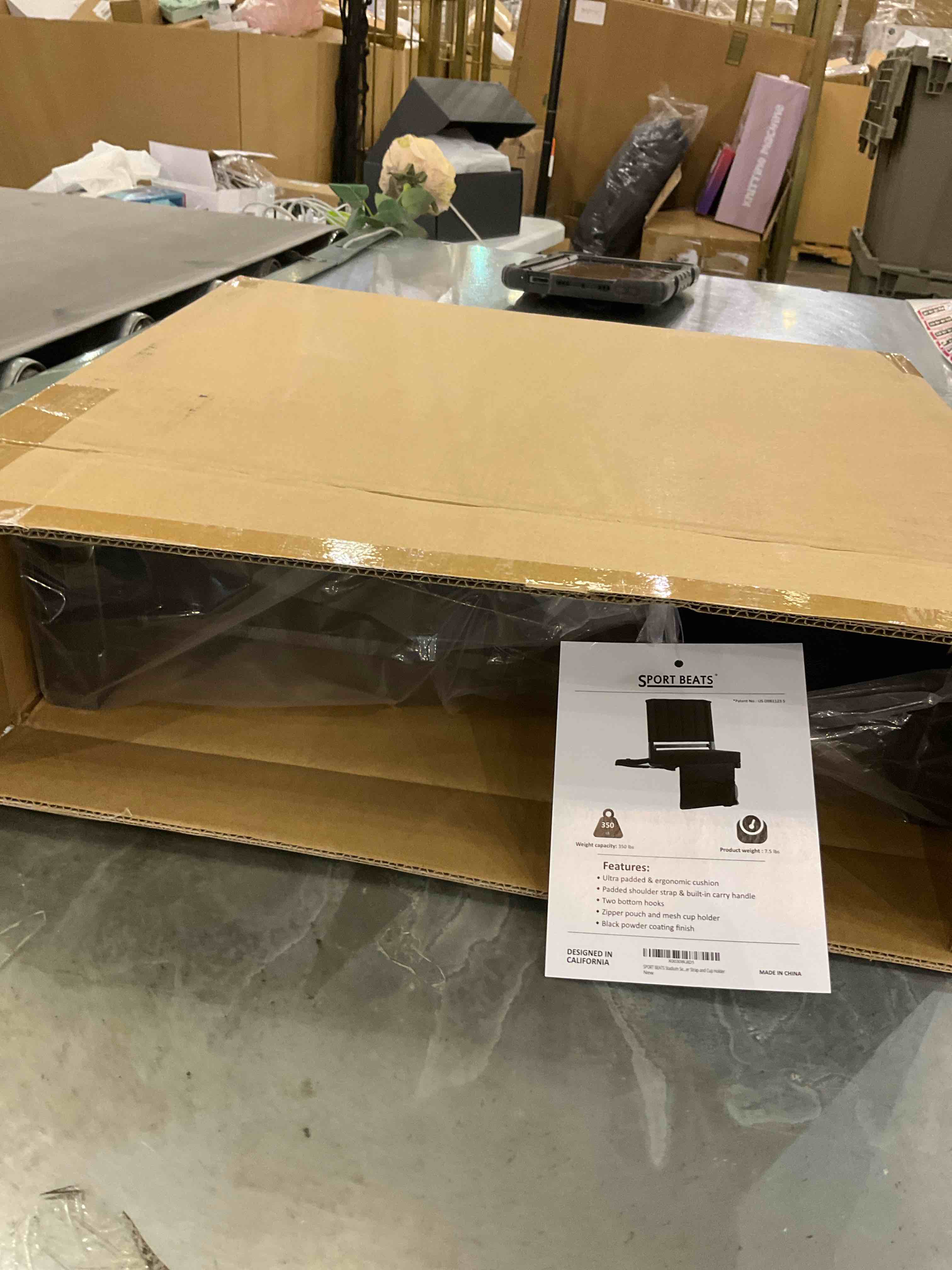 SPORT BEATS Stadium Seat for Bleachers with Back Support and Wide Padded Cushion Stadium Chair - Includes Shoulder Strap and Cup Holder