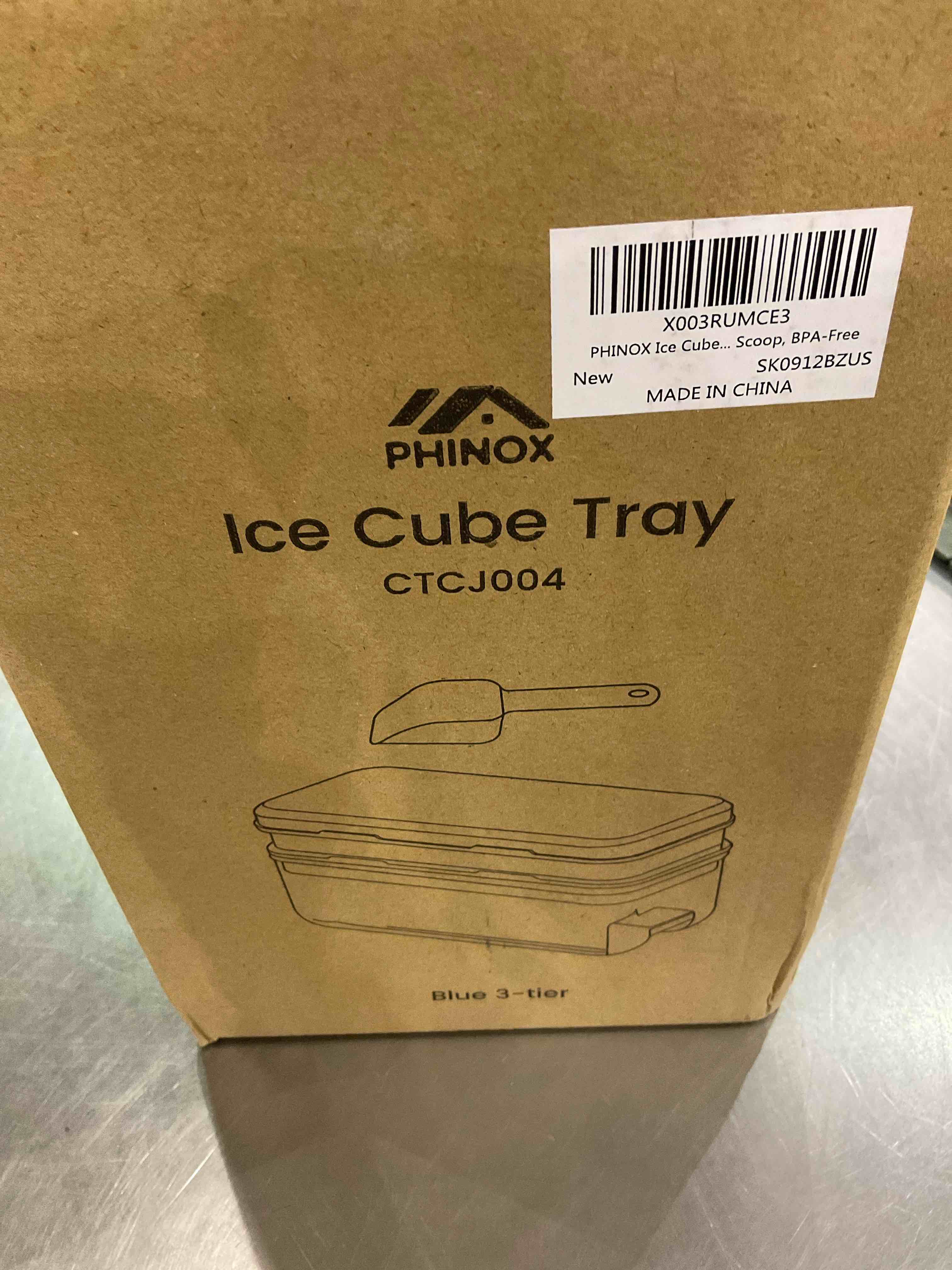 PHINOX Ice Cube Tray With Lid and Bin, 3 Pack Plastic Ice Cube Tray Molds, 96(4*8*3) pcs Ice Trays for freezer, Chilling Drinks, Whiskey & Cocktails, with Ice Container and Ice Scoop, BPA-Free