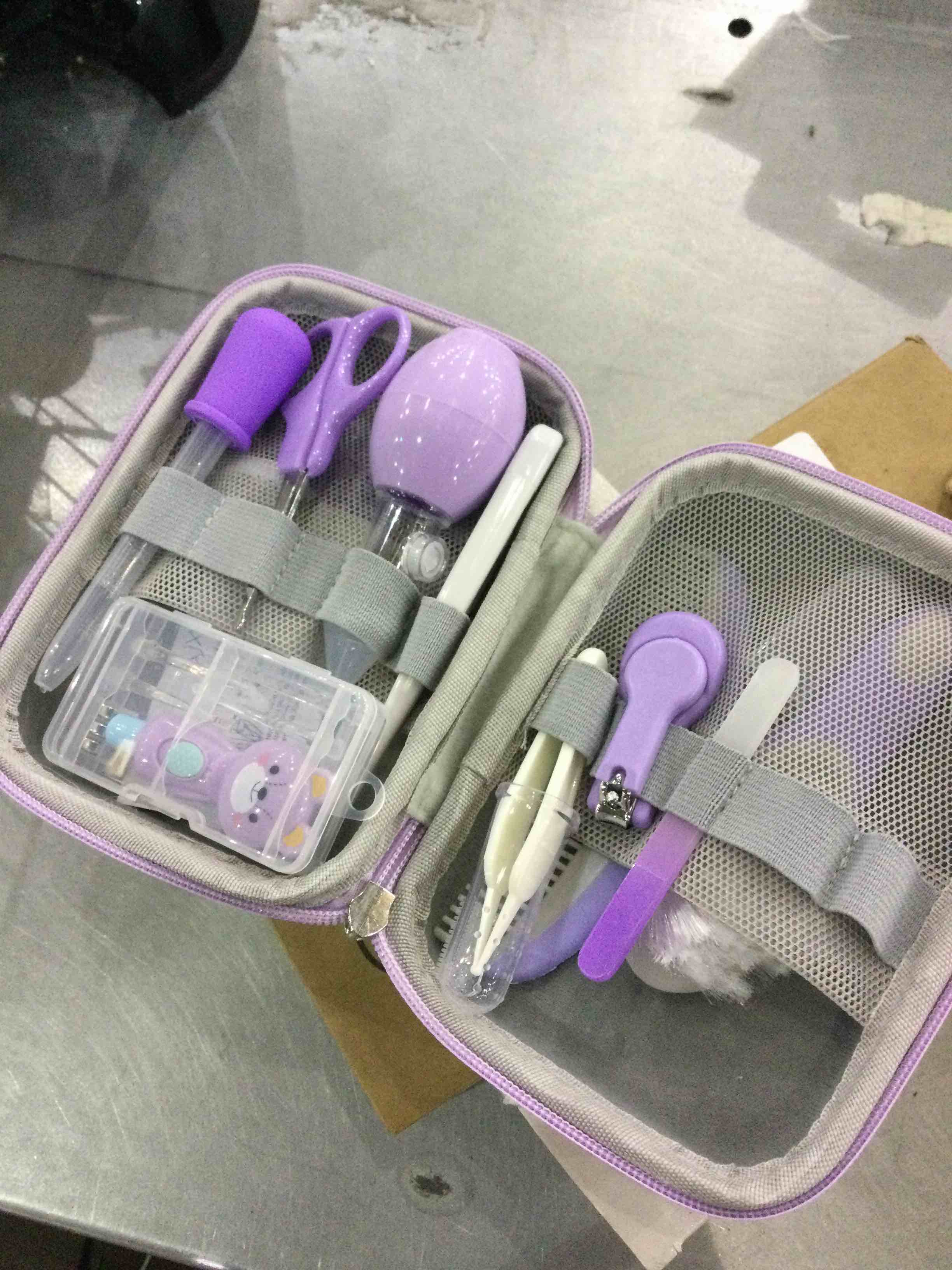 Baby Grooming Kit, Portable Baby Safety Care Set with Hair Brush Comb Nail Clipper Nasal Aspirator etc for Nursery Newborn Infant Girl Boys Keep Clean (11 in 1 Purple)