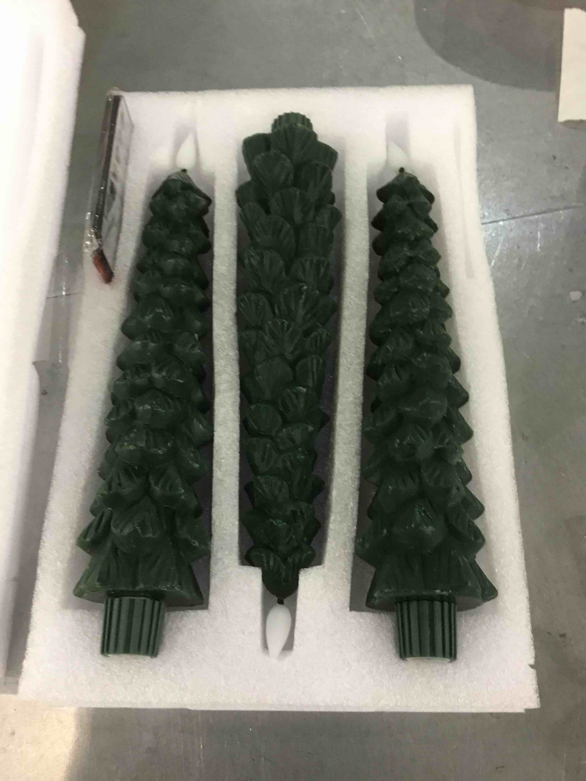 3 pcs. Christmas tree taper candles frameless set of 3