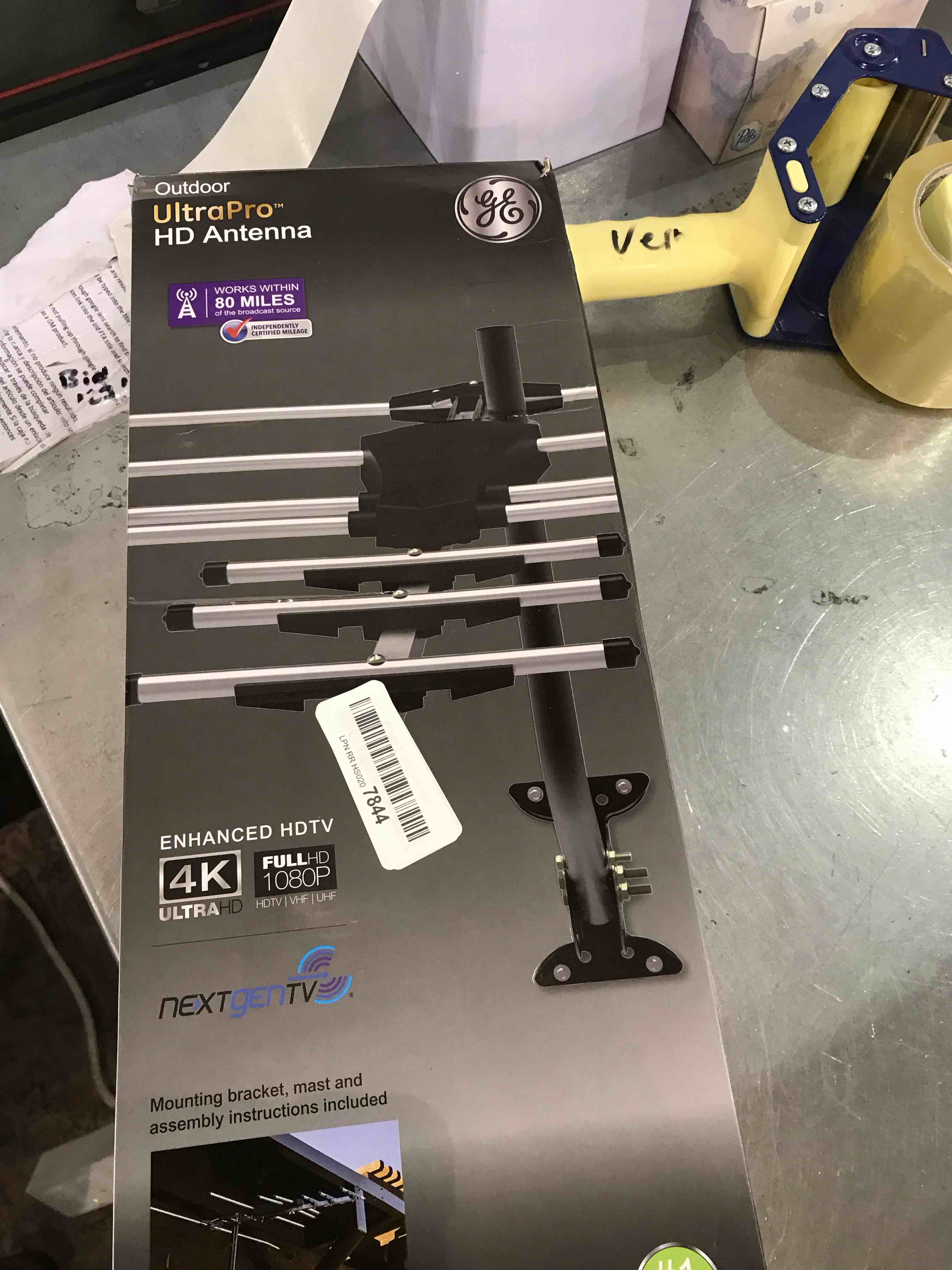 GE Outdoor TV Antenna, Supports 4K 1080P VHF UHF, Yagi Style Design, Long Range HD Digital OTA Antenna, Weather Resistant, J-Mount Included, Multiple TV Support, 33685