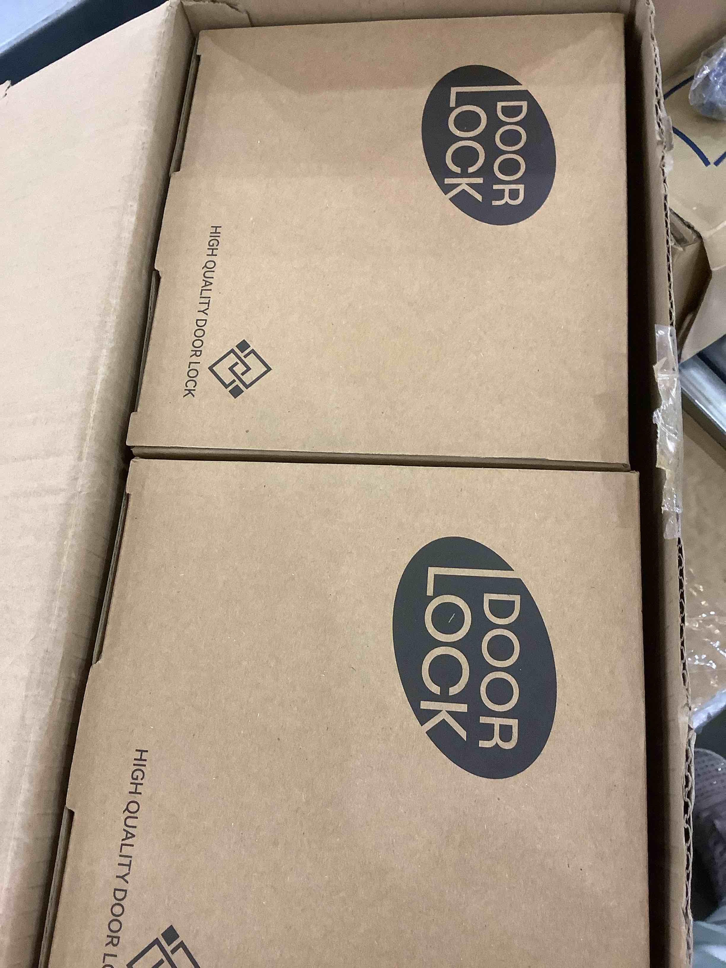 EHOMEWARE 6 Pcs Satin Brass Door Handles, Door Knobs Interior in Gold Finish, Passage Door Knobs Heavy Duty Contructions, Keyless Hallway Closet Door Knobs, Modern Door Levers