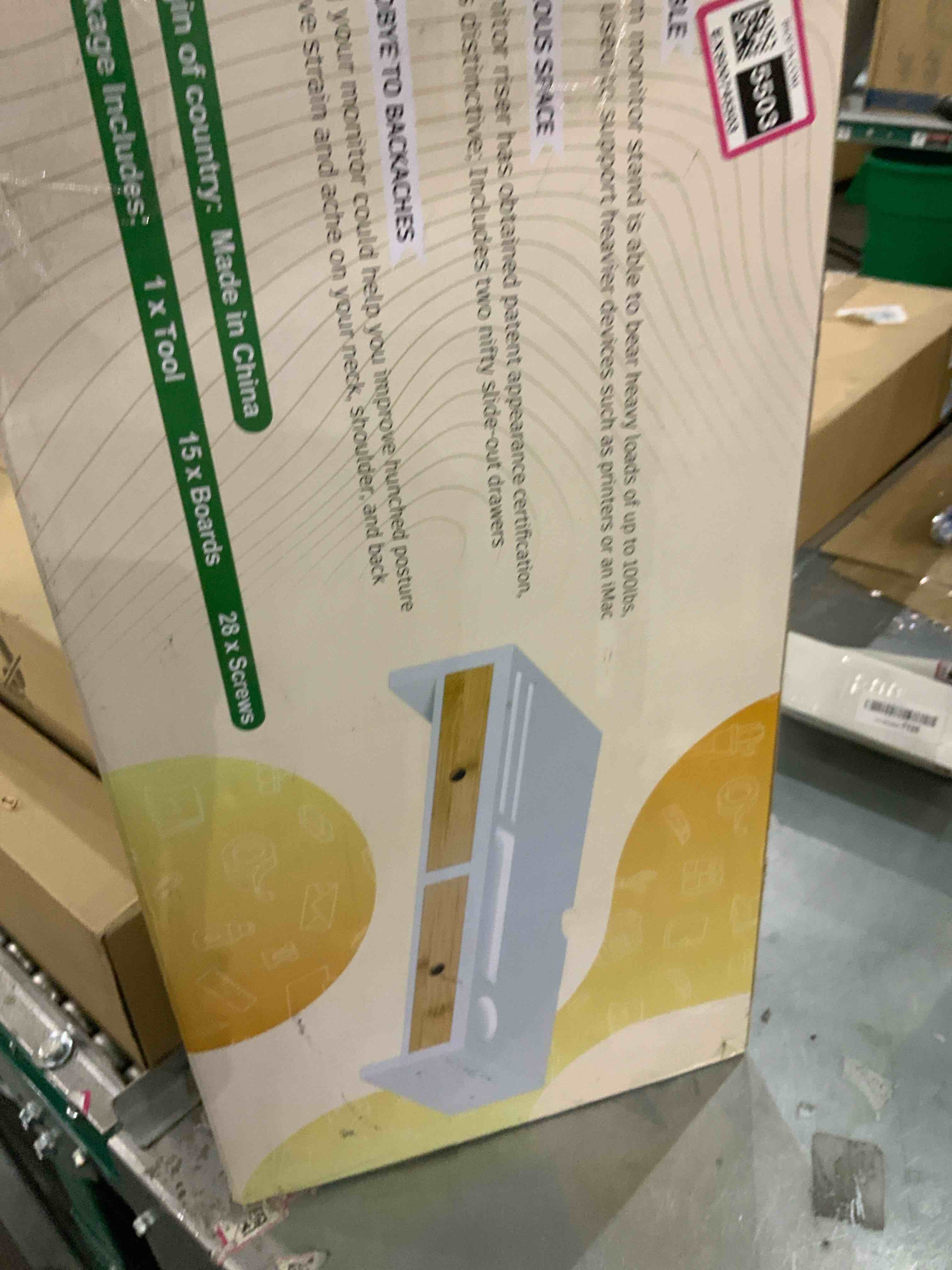 Monitor Stand Riser with Drawers, Desktop Stand Shelf Lift with Phone/Cup Holder for Computer TV Laptop Printer Screen, Bamboo Desk Organizers and Accessories, Home Office Supplies, White