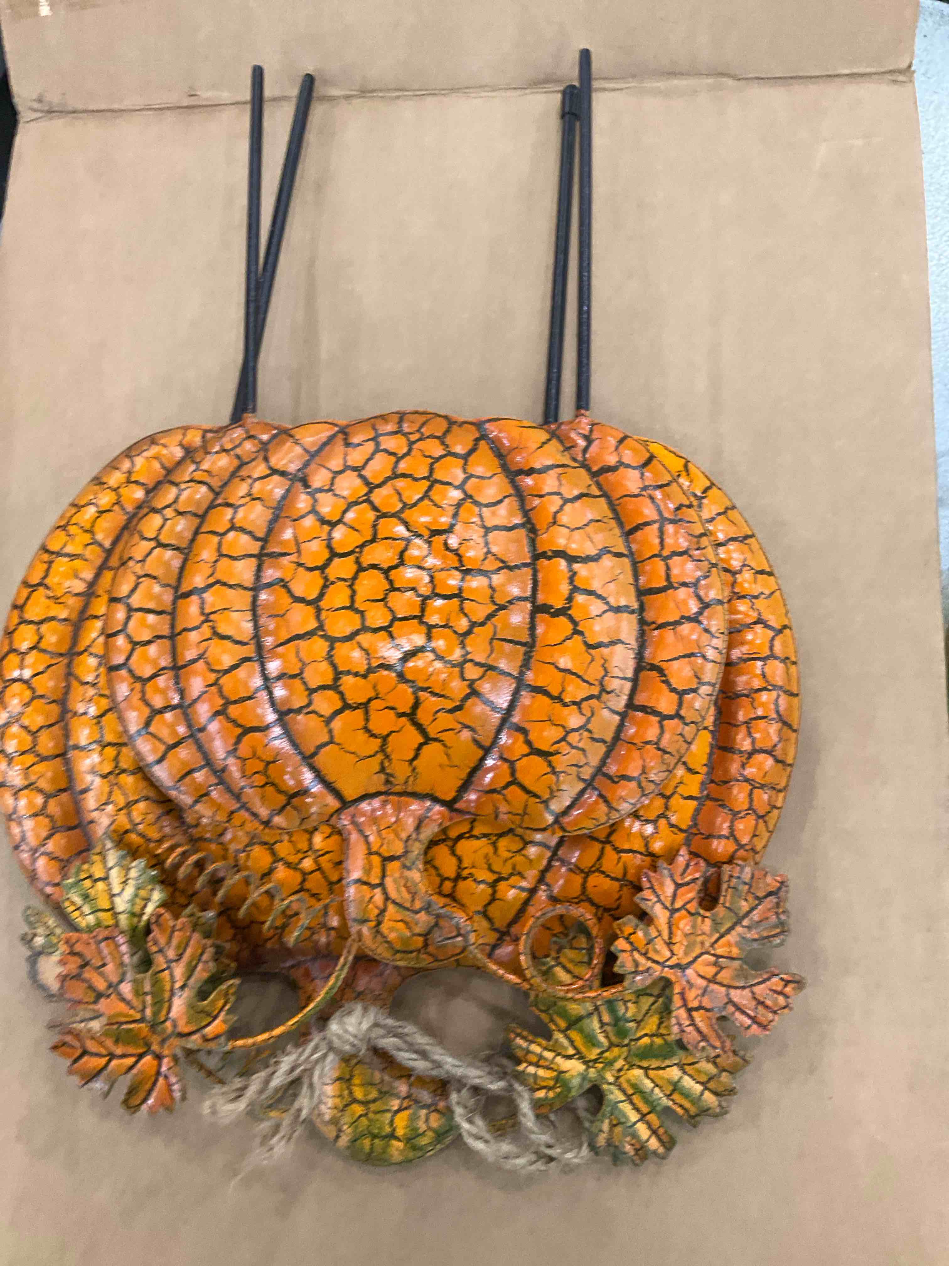 Clovers Garden Halloween Fall Outdoor Yard Decorations Pumpkin Metal Yard Signs with Stakes - Fall Thanksgiving Lawn Walkway or Planter Rustic Home Decor - Set of 3 (Style A)