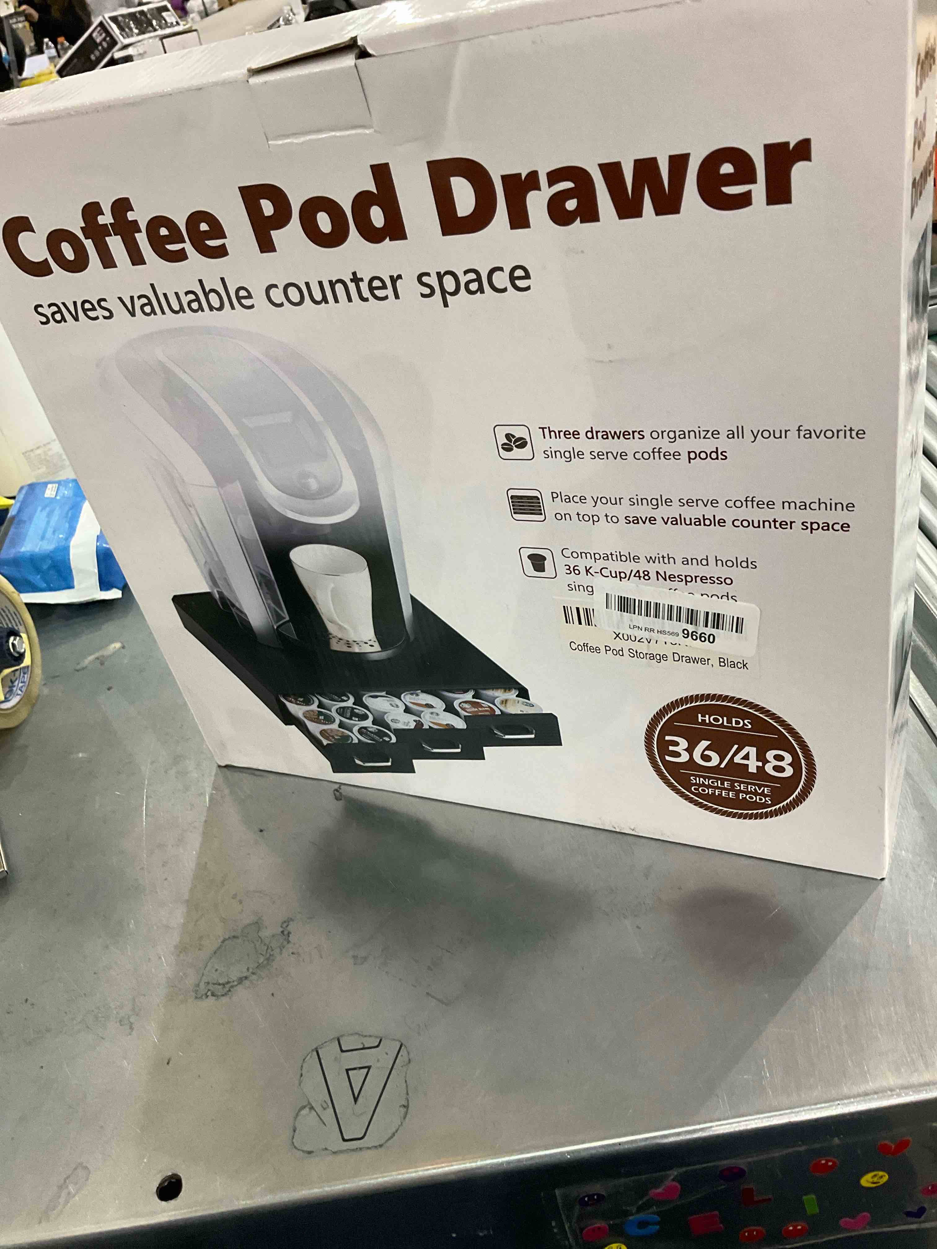 Coffee Pod Storage Drawer, Black HOLDS