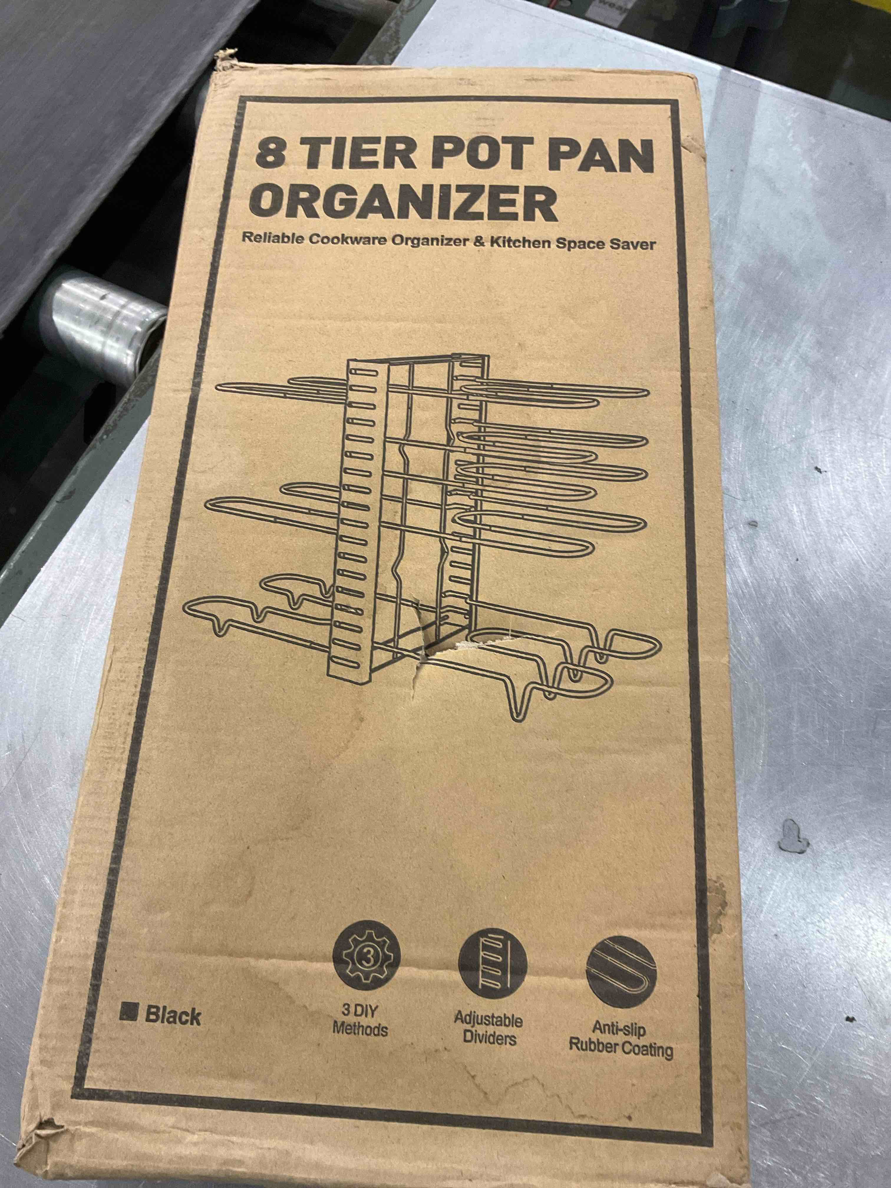 MUDEELA Pots and Pans Organizer for Cabinet 8-Tier Pan Organizer Rack for Cabinet with 3 DIY Methods, Adjustable Pot Organizer Rack for Kitchen Organization & Storage, Cabinet Organizer