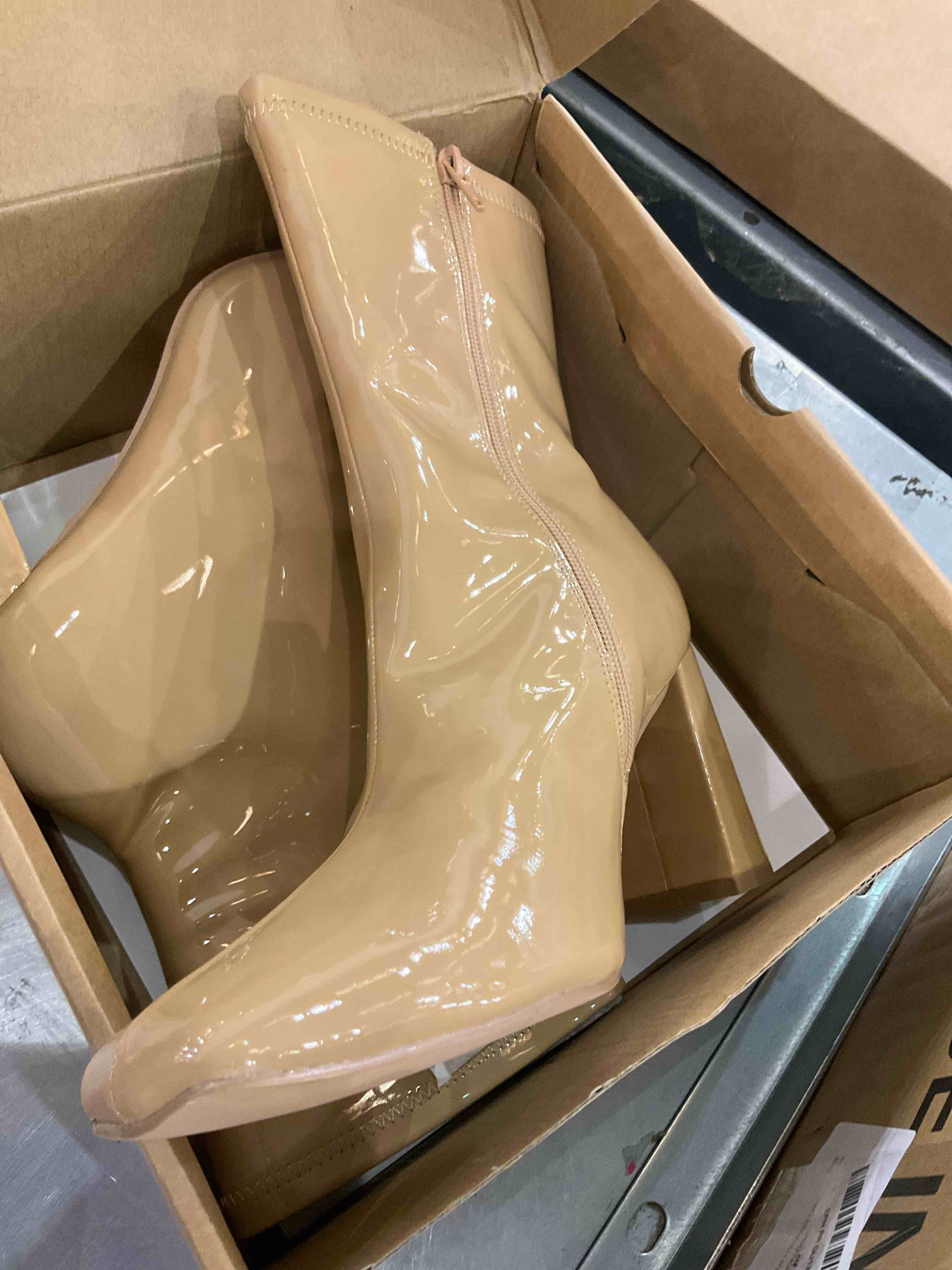  Coutgo Women's Go Go Boots Mid Calf lock Heel Short Boot Shoes Size 7.5 New 