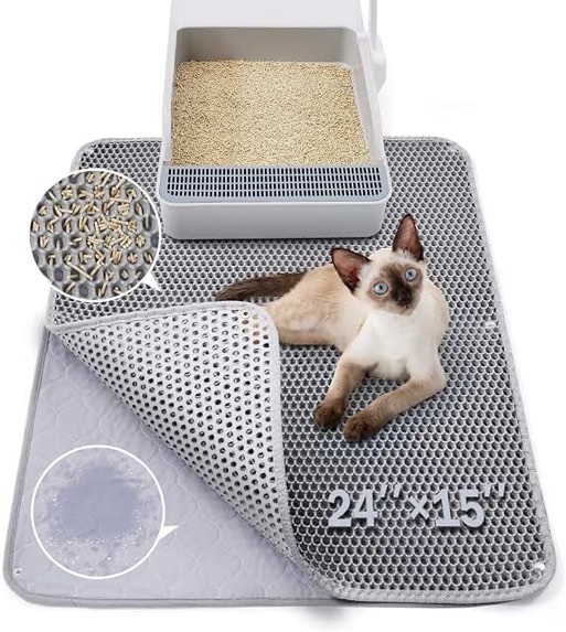 Fostanfly Large Urineproof Cat Litter Mat Double Layer Easy Clean Machine Washable Cat Matt Waterproof Leakproof Anti-Slip Trapping Mat for Litter for Kitty Litter Box and Floor