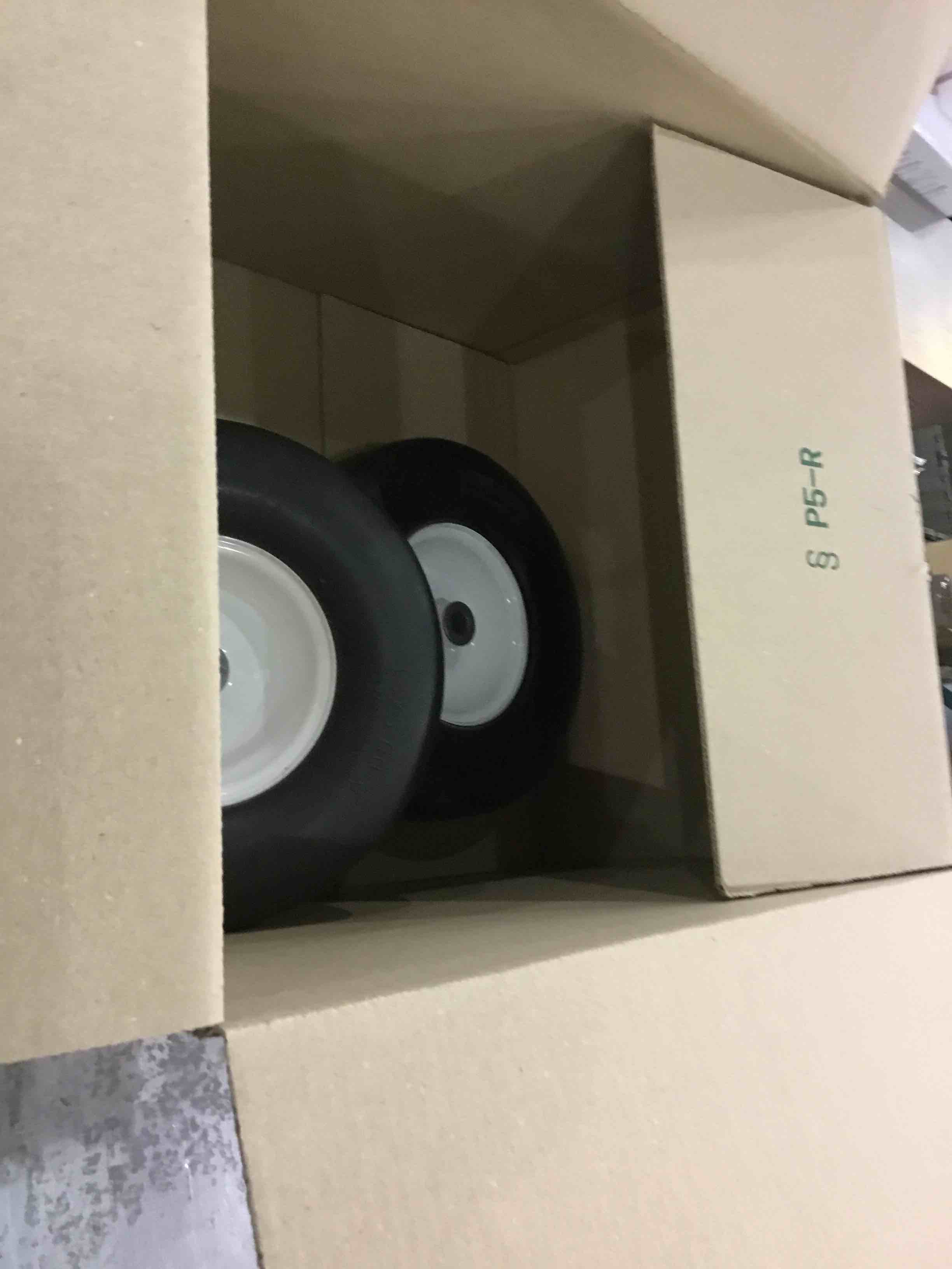 2pcs 13x5.00-6" Flat Free Lawn Mower tires lawn and garden lawn mower replacement Solid Tire and Wheel with Steel Rim 3/4" Grease Bushing and 3.25"-5.9" Centered Hub