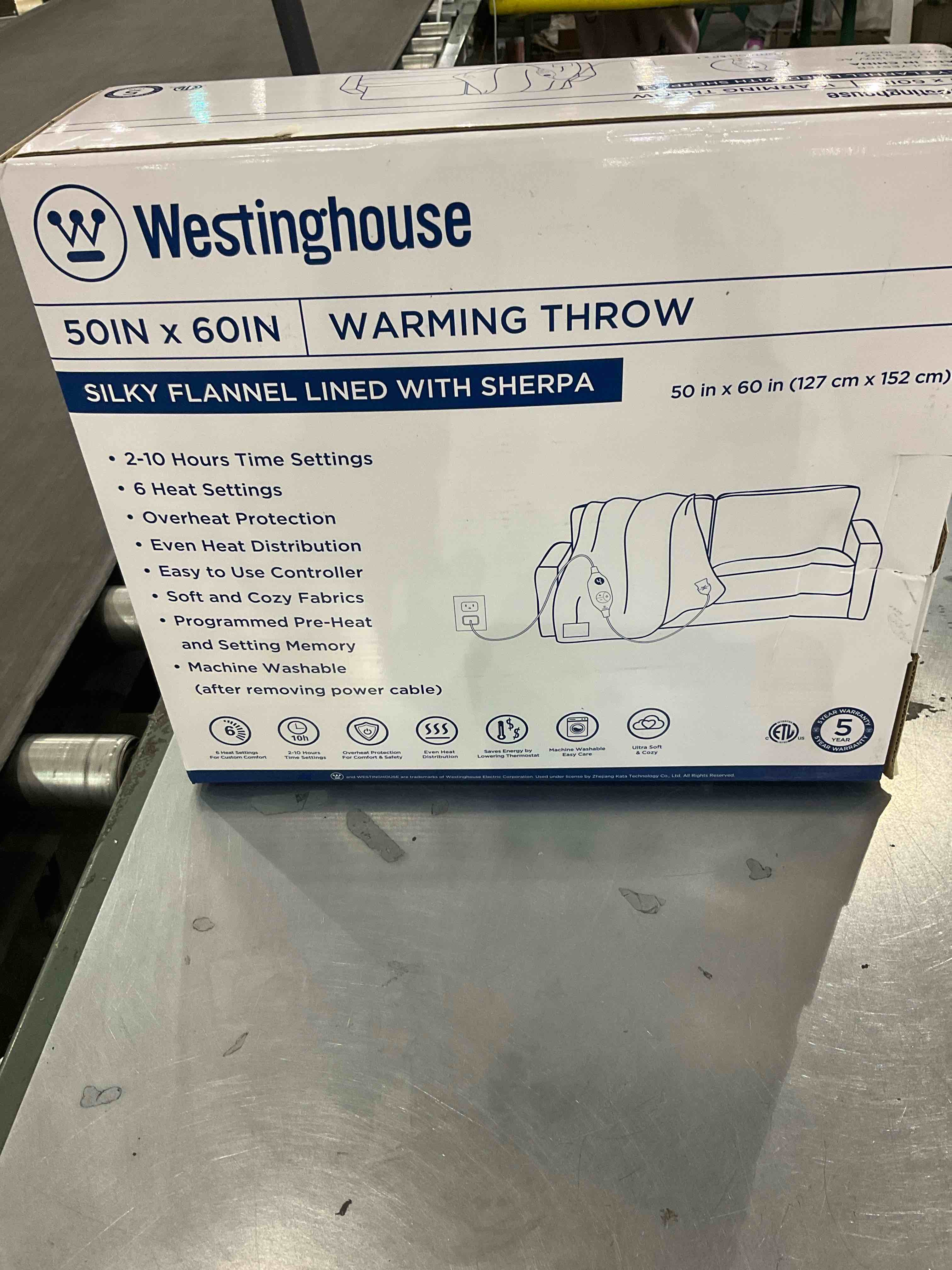 Westinghouse Electric Blanket Throw Heated Blanket with 6 Heating Levels and 2-10 Hours Time Settings, Flannel to Sherpa Super Cozy Heated Blanket Machine Washable, 50x60 inch, Charcoal