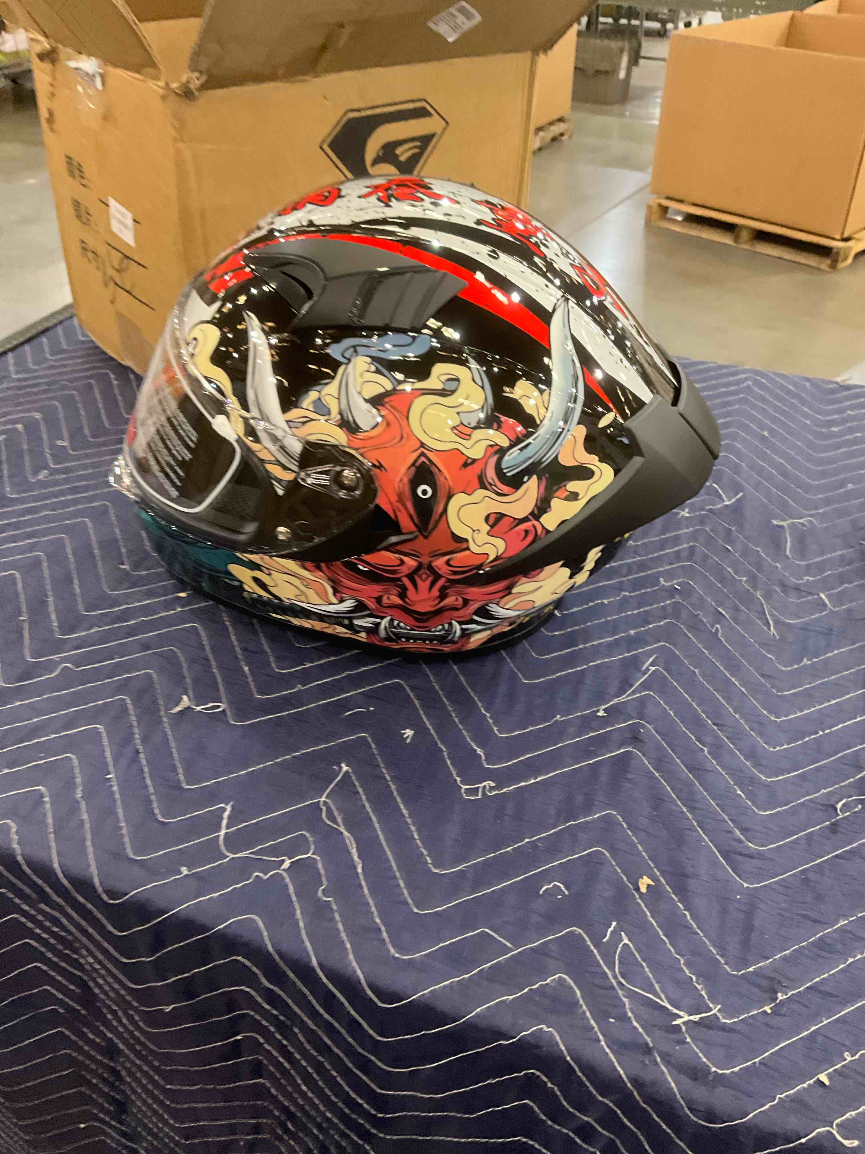 KYPARA Full Face Motorcycle Helmet with Internal Tinted Visor & DOT Approved for Moped ATV Cruiser Scooter (Samurai Spirit, Medium)