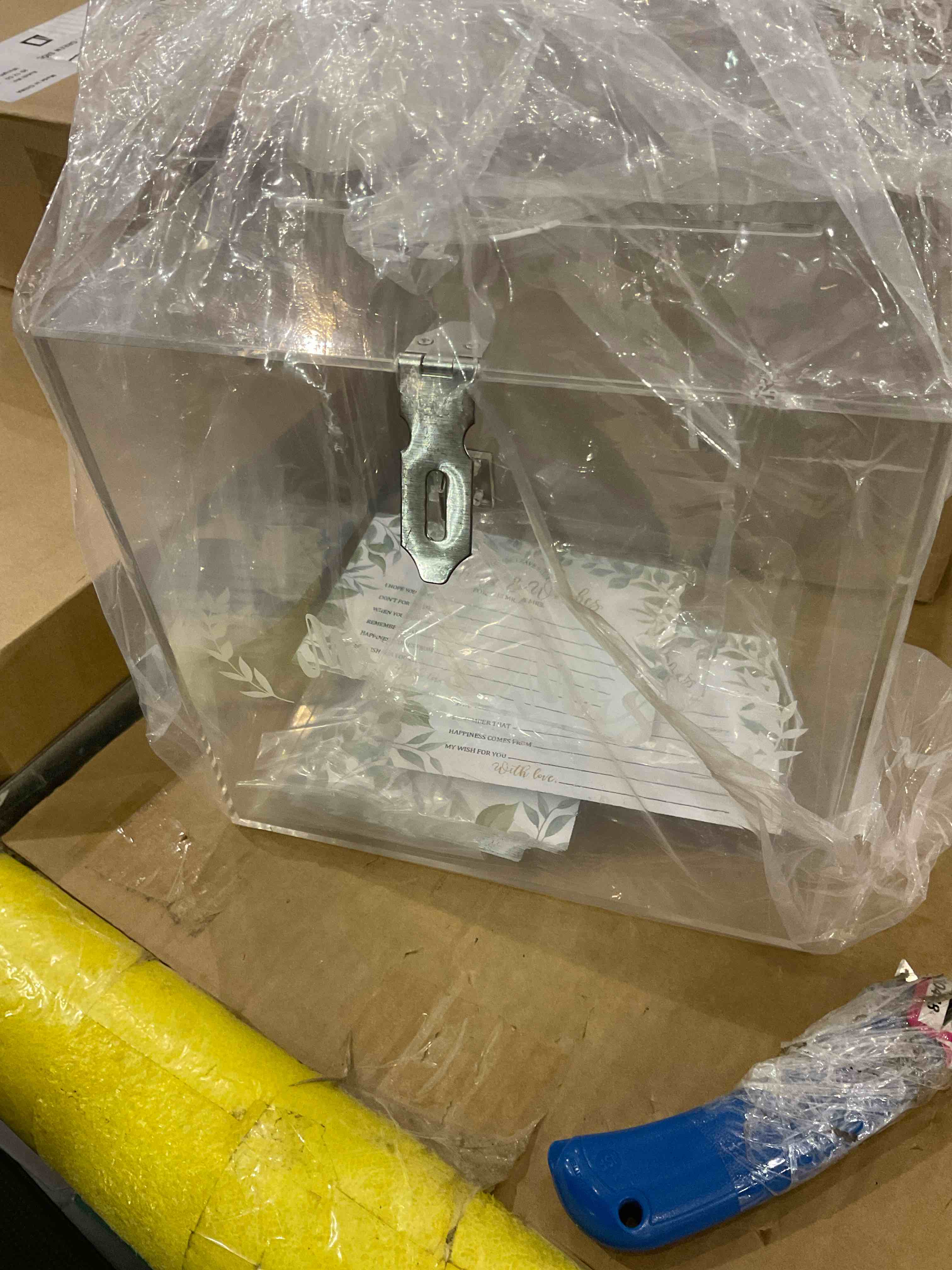 Wedding Card Box Acrylic Clear Card Boxes with Lock Gift Card Box Money Box Holder for Wedding Reception Anniversary Birthday Graduation Decorations