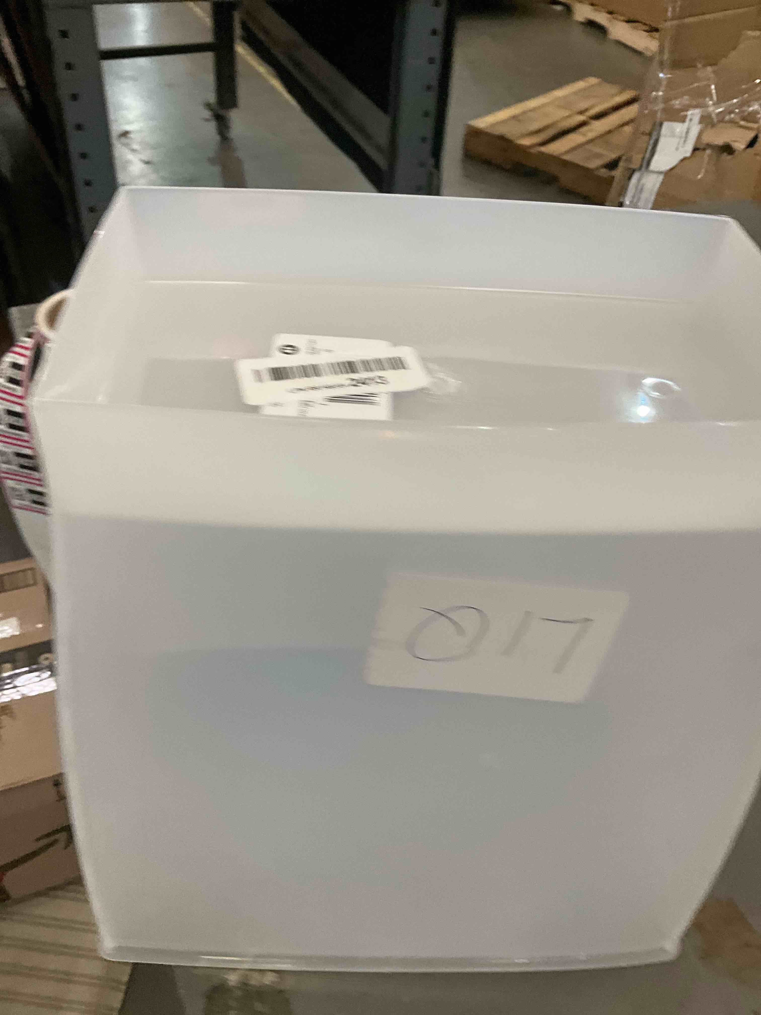 iDesign 64720 Spa Rectangular Trash Can, Waste Basket Garbage Can for Bathroom, Bedroom, Home Office, Dorm, College, 2.5 Gallon, Frost