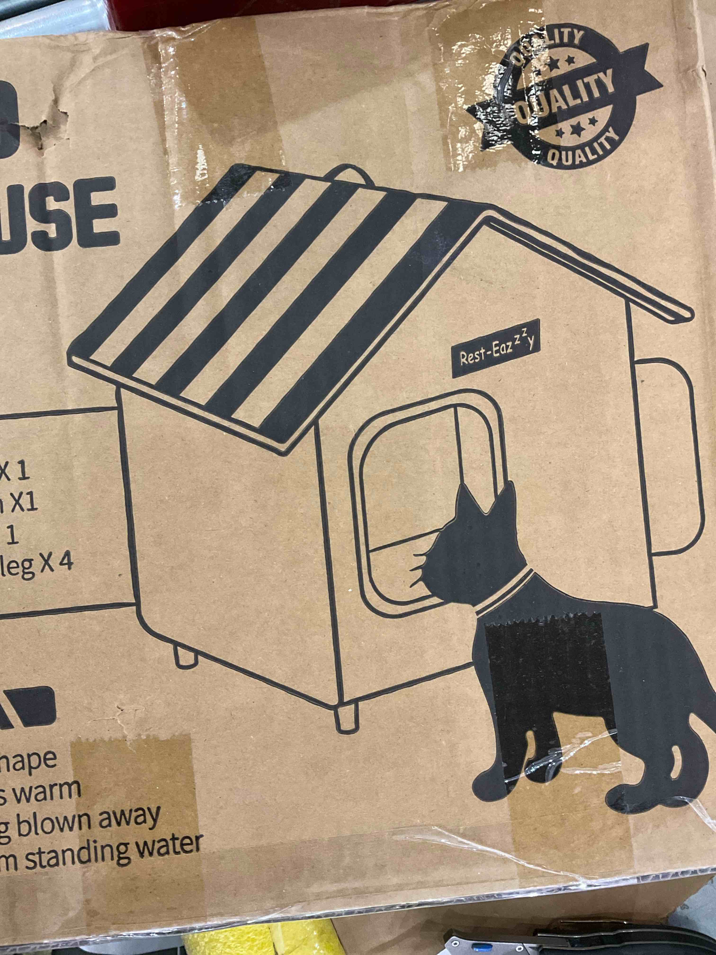 Rest-Eazzzy Cat House, Outdoor Cat Bed, Weatherproof Cat Shelter for Outdoor Cats Dogs and Small Animals (Grey S)