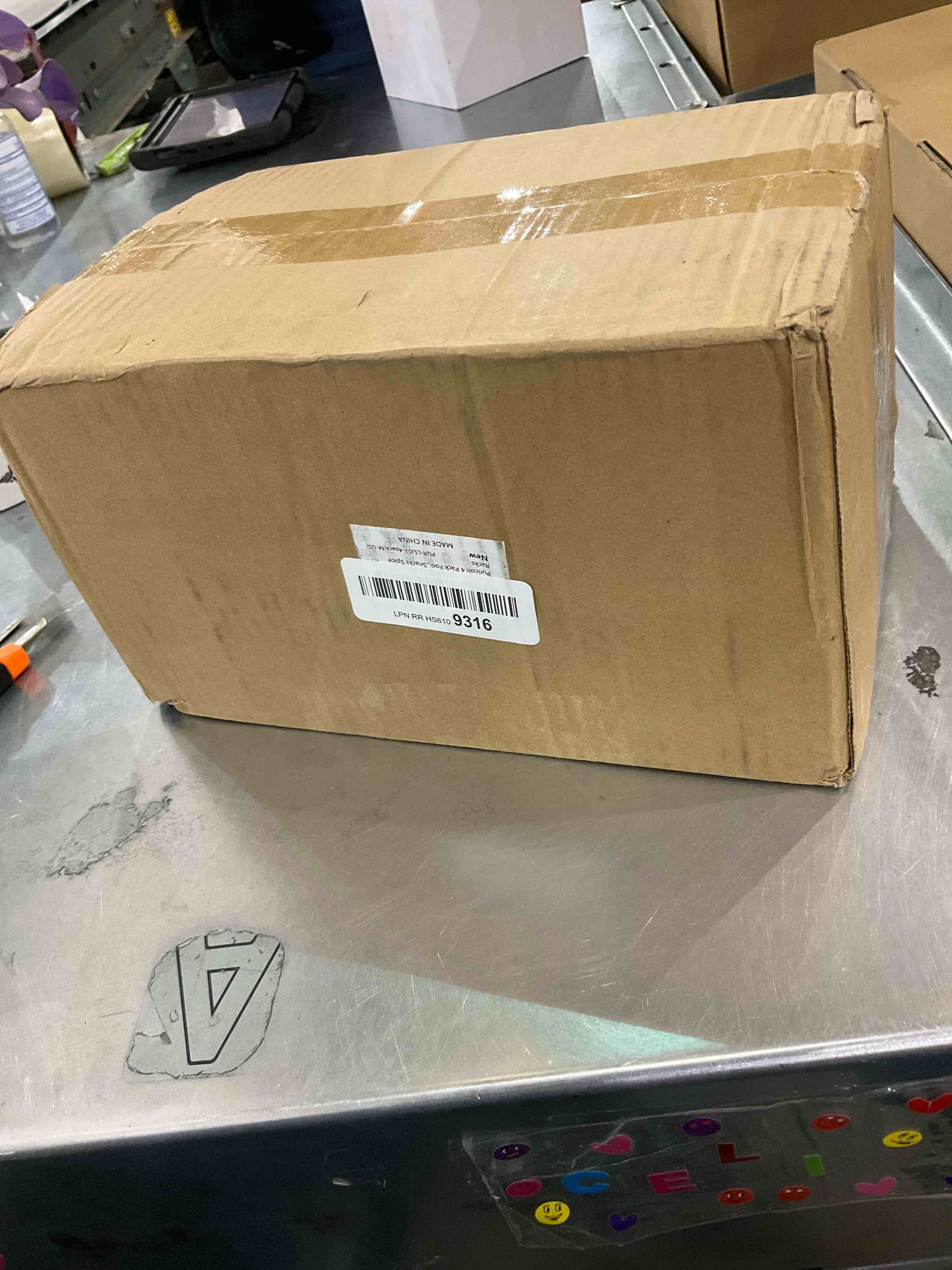 Puricon 4 Pack Pantry Organization and Storage Bins for Kitchen Fridge Countertop Cabinet, Stackable Clear Plastic Storage Containers with Removable Dividers, 5 Compartments for Food Snacks Spices