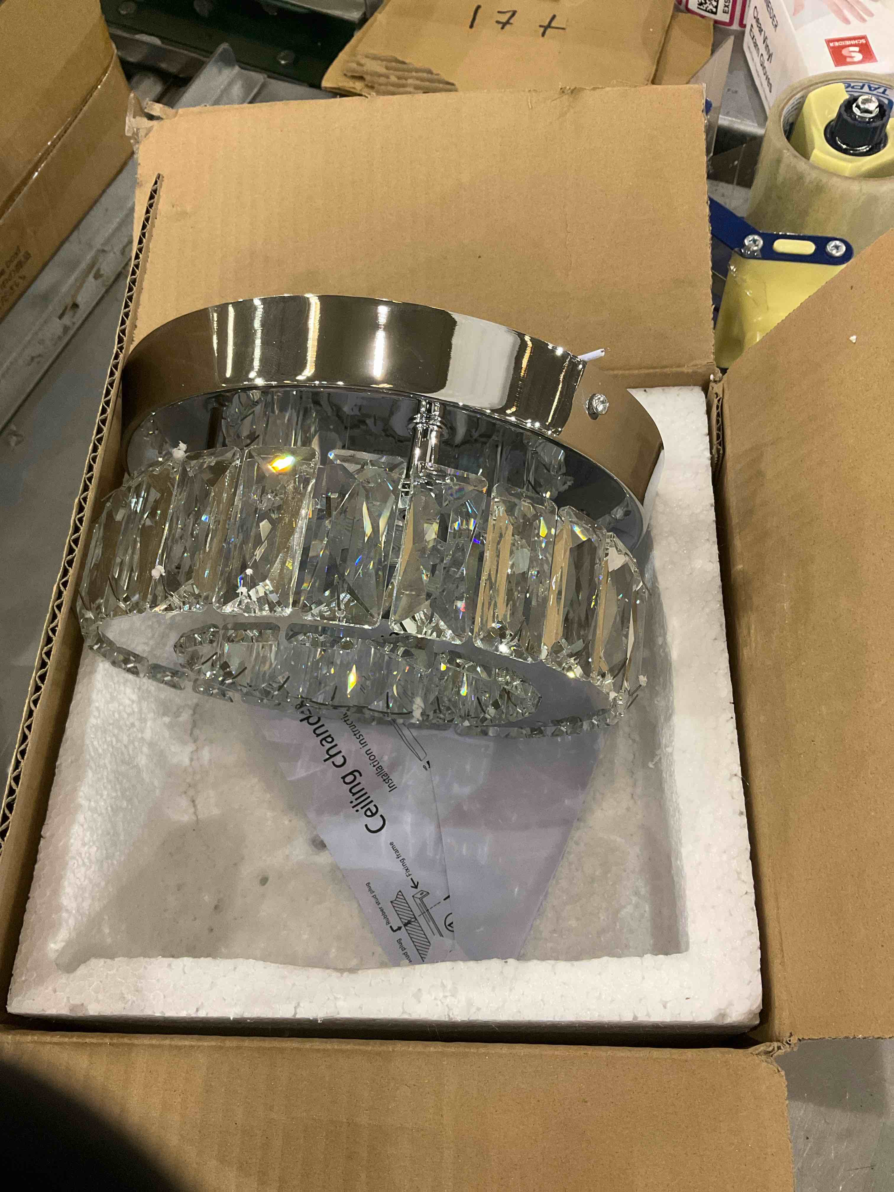 Mini Modern Crystal Chandeliers Flush Mount Ceiling Light Fixture LED Mini Chandeliers with Crystals Hallway Light Bedroom Chandelier for Bathroom Kitchen Office