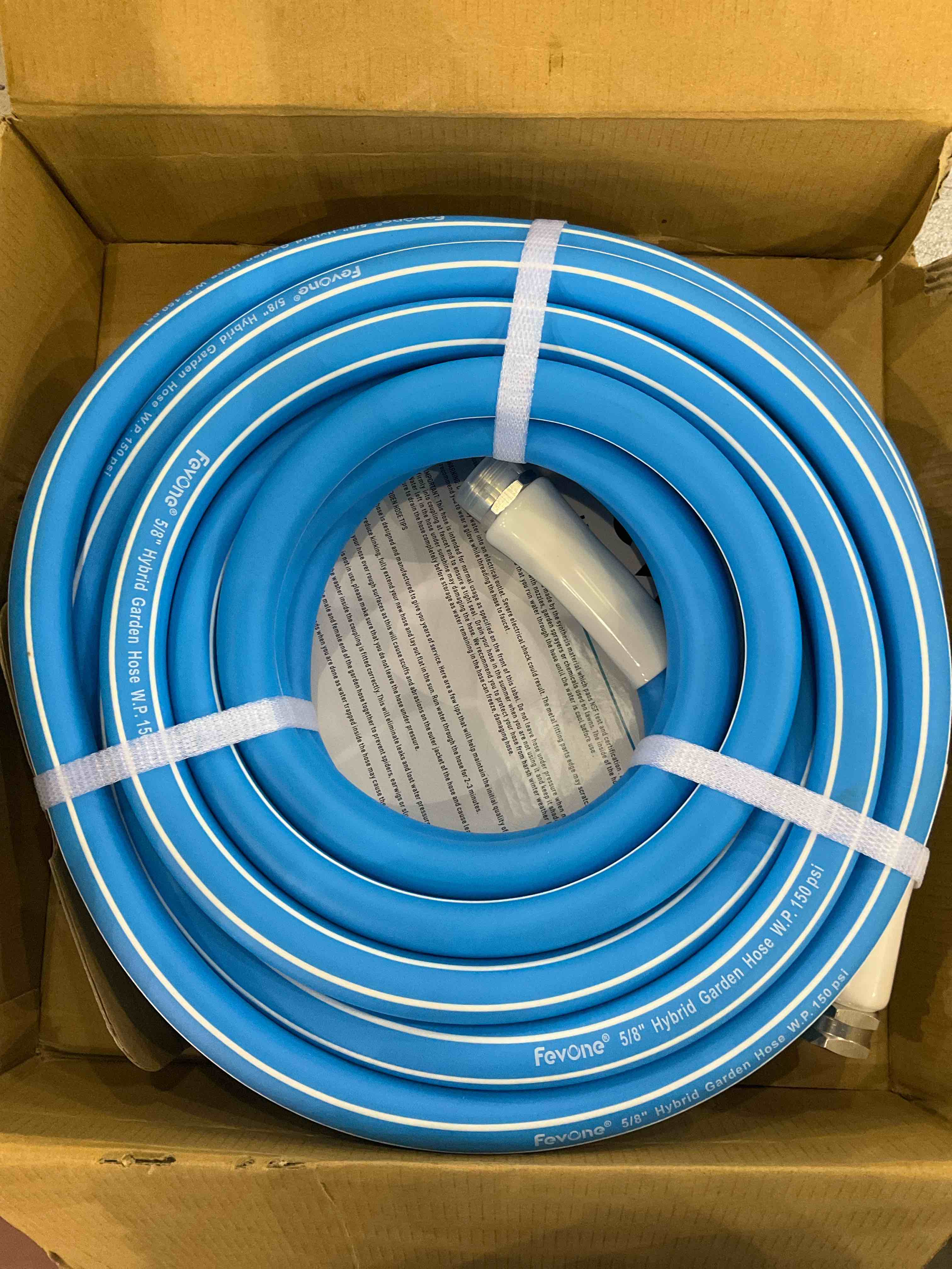 Fevone Garden Hose 35 ft, Drinking Water Safe, Flexible and Lightweight - Kink Free, Easy to Coil, 3/4" Solid Aluminum Fittings - No Leak, 5/8" ID, Heavy Duty Water Hose