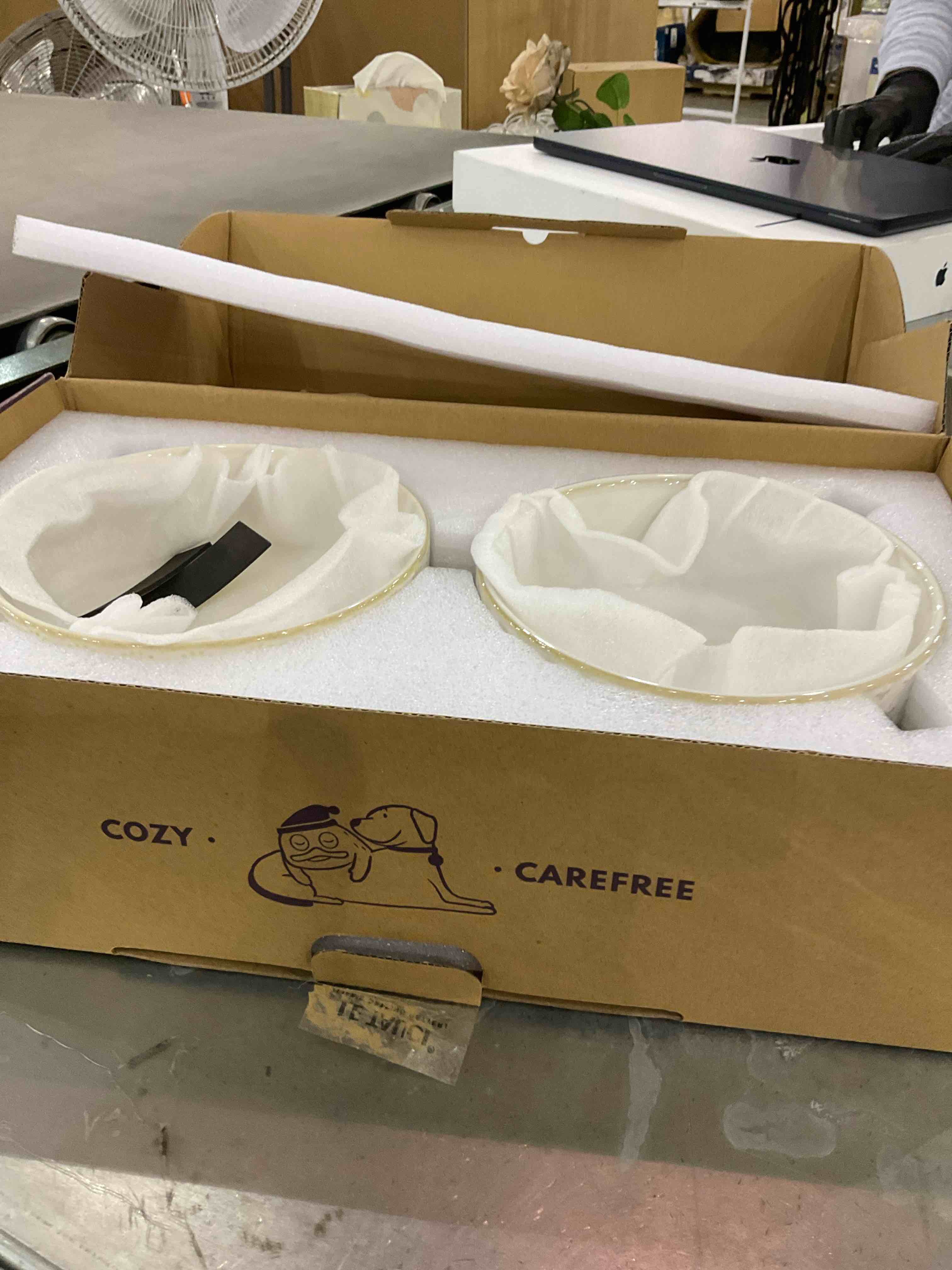 LE TAUCI Dog Bowls Ceramic, Dog Bowl Set with Acacia Wood Stand, 3 Cups Dog Food and Water Bowl for Small Medium Sized, Weighted Dog Dishes, Pet Bowls