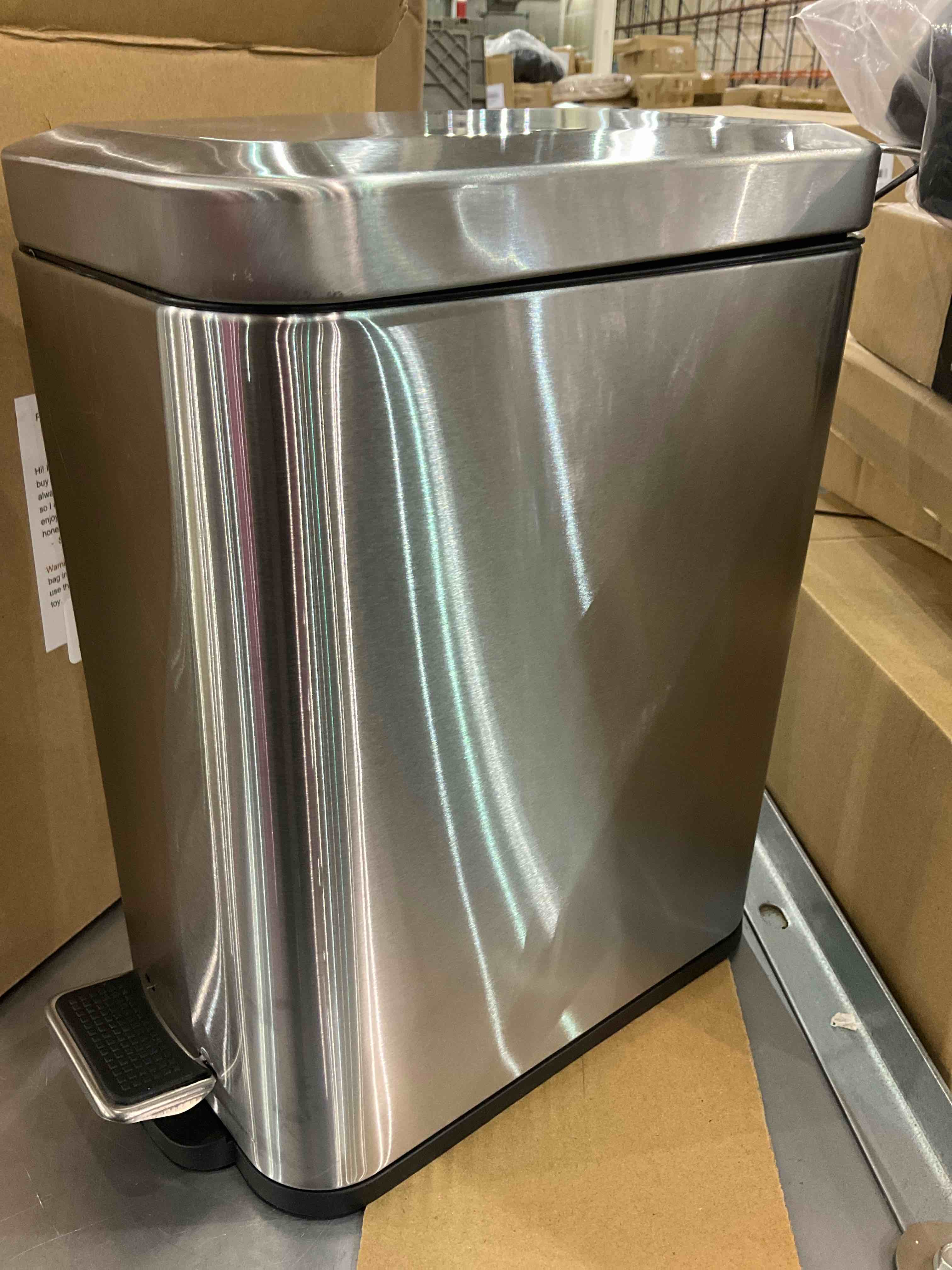 Rectangular Small Steel Step Trash Can Wastebasket,Stainless Steel Bathroom Slim Profile Trash 