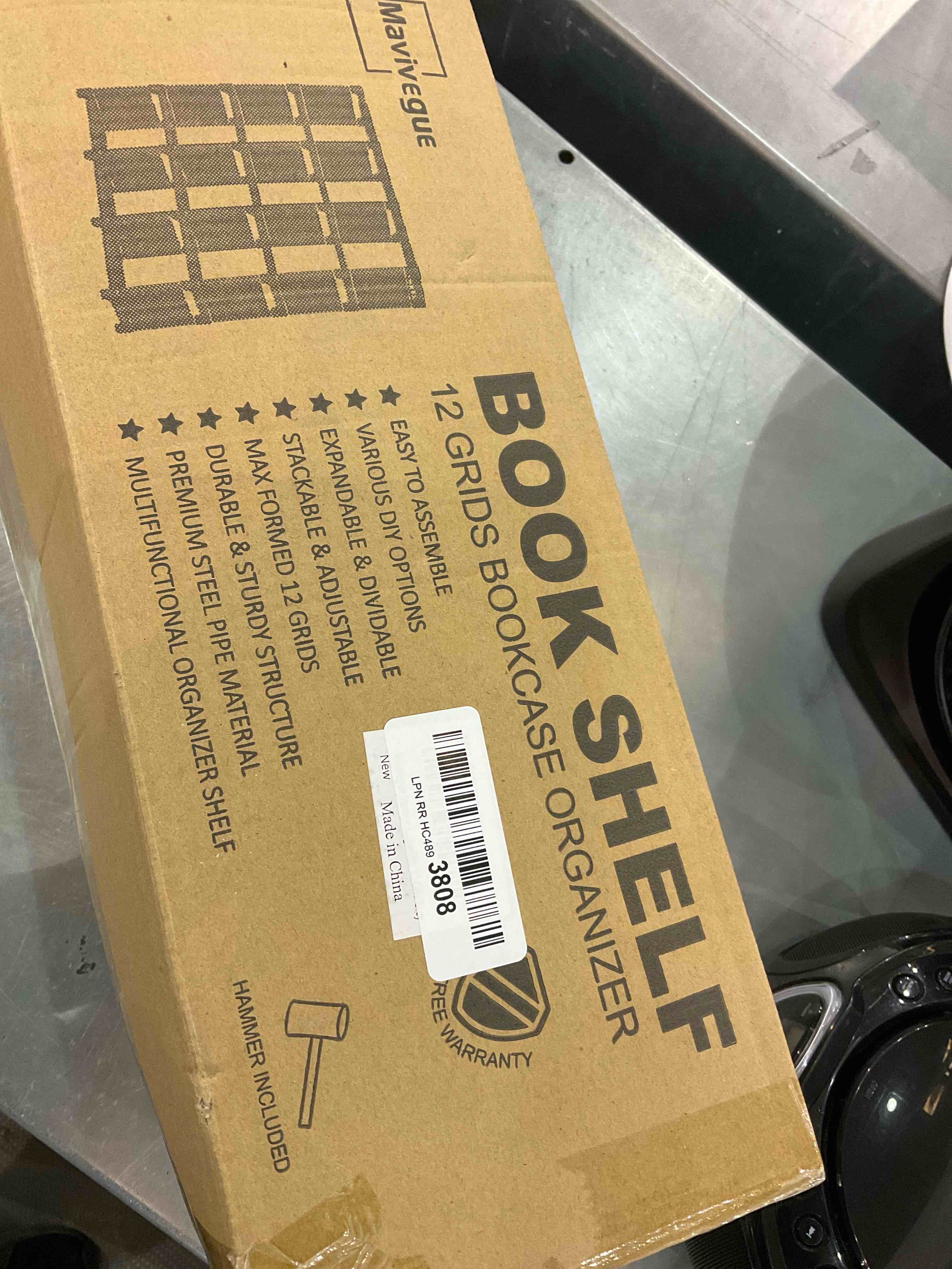 Mavivegue Bookshelf,12 Cube Storage Organizer,Book Shelf Organizer,Tall Bookcase Shelf,Grey Cube Shelf for Bedroom,Home Office