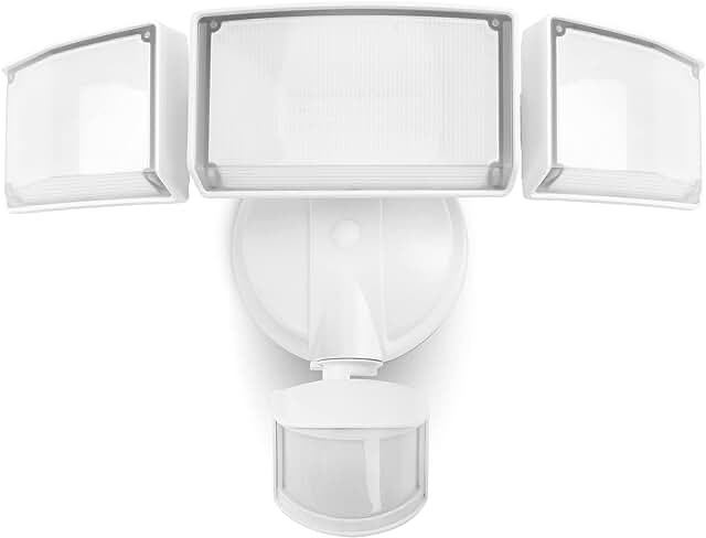 LUTEC 72W 6300LM LED Security Lights Motion Sensor Light Outdoor, 5000K Daylight, IP65 Waterproof, Dusk to Dawn, 3 Head Motion Detected Flood Light for Garage, Yard, Porch(White)